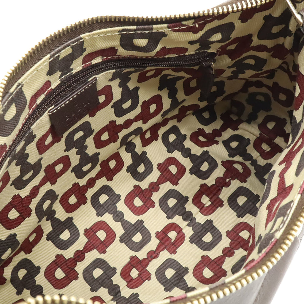 Gucci Abbey Dark Brown Gg Leather Shoulder Bag (Pre-Owned)