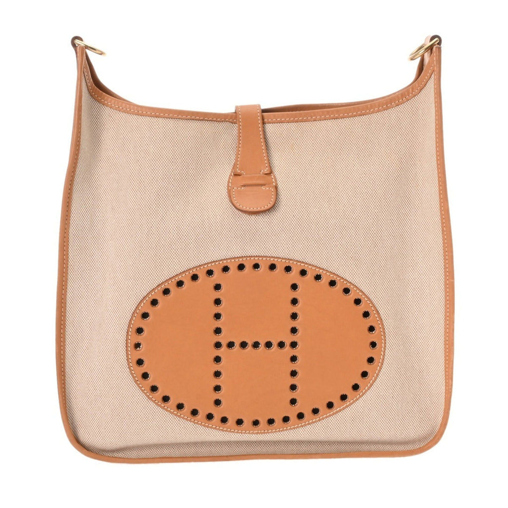 Hermes Natural Toile H Chamonix Leather Shoulder Bag (Pre-Owned)