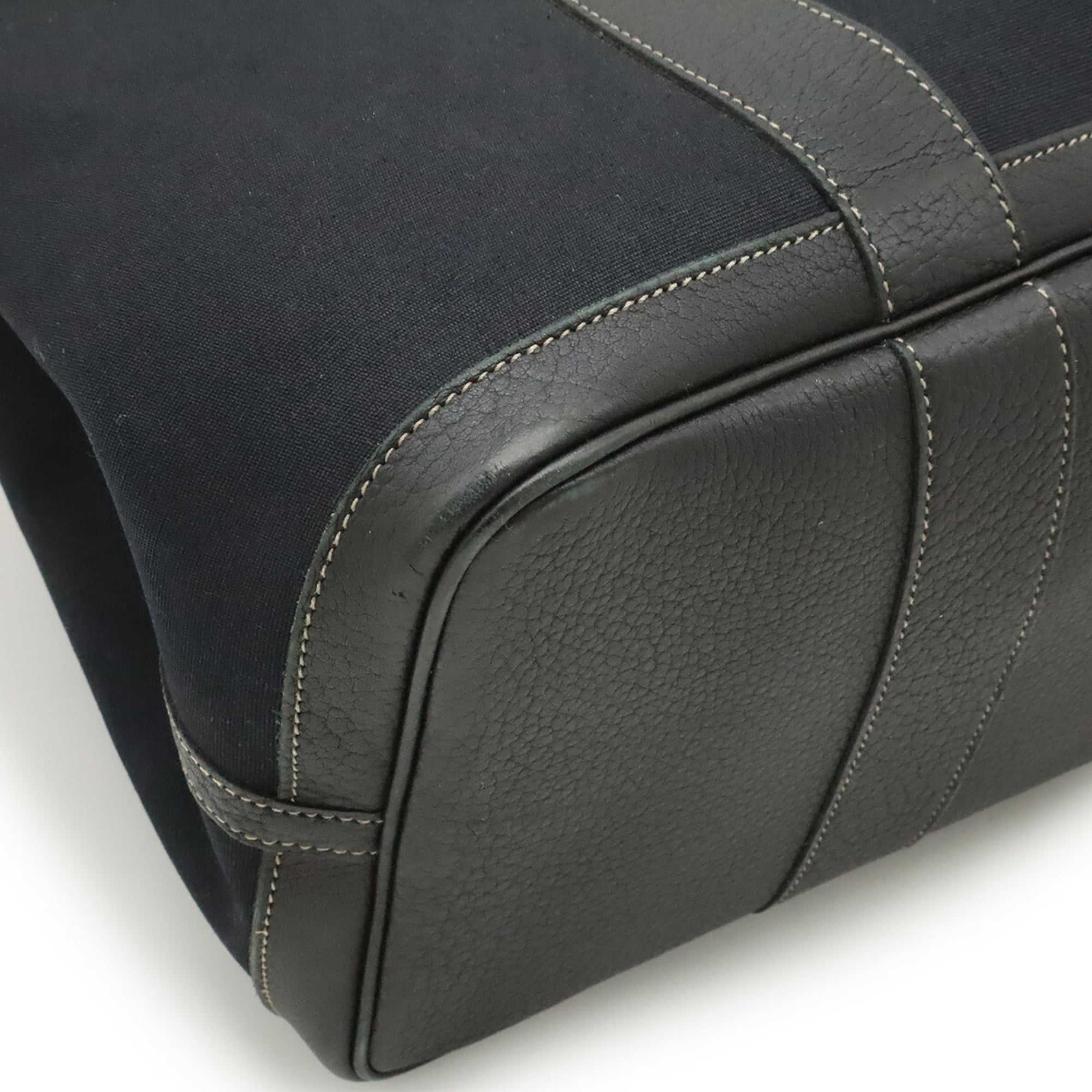 Hermes Garden Black Toile Officier Handbag Tote Bag (Pre-Owned)