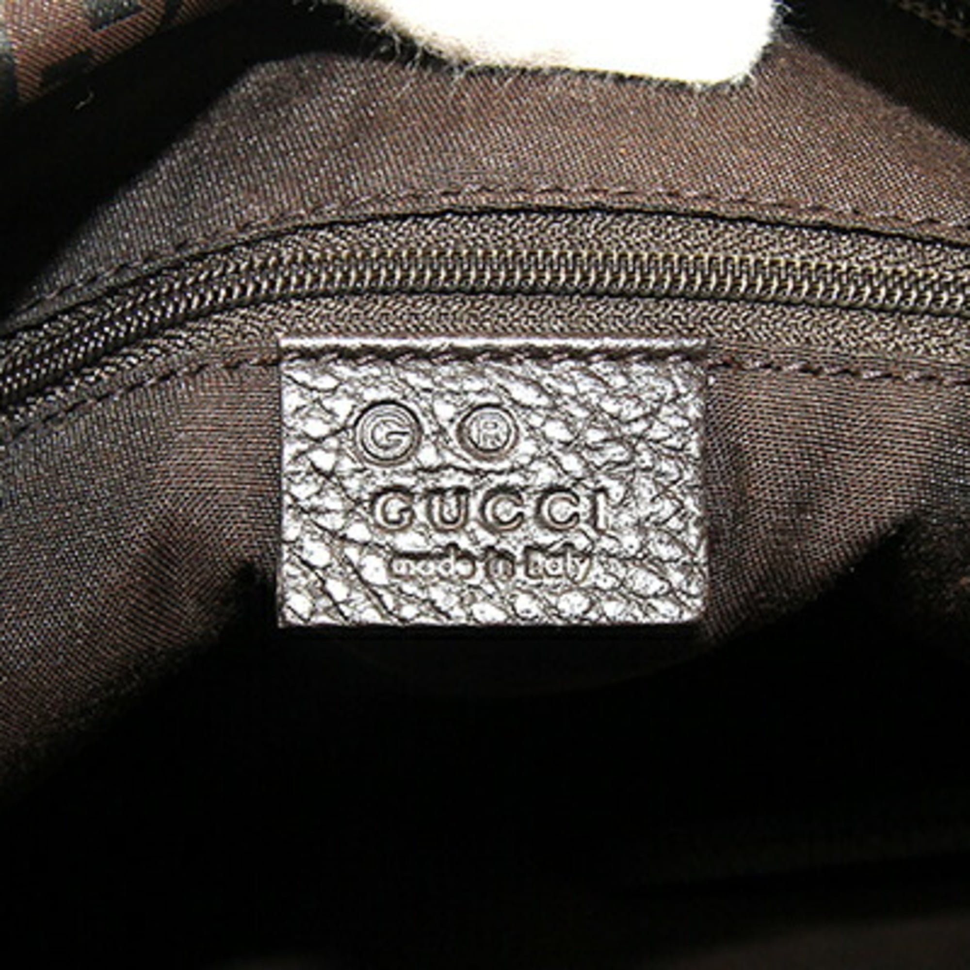 Gucci Dark Brown Nylon Leather Shoulder Bag (Pre-Owned)