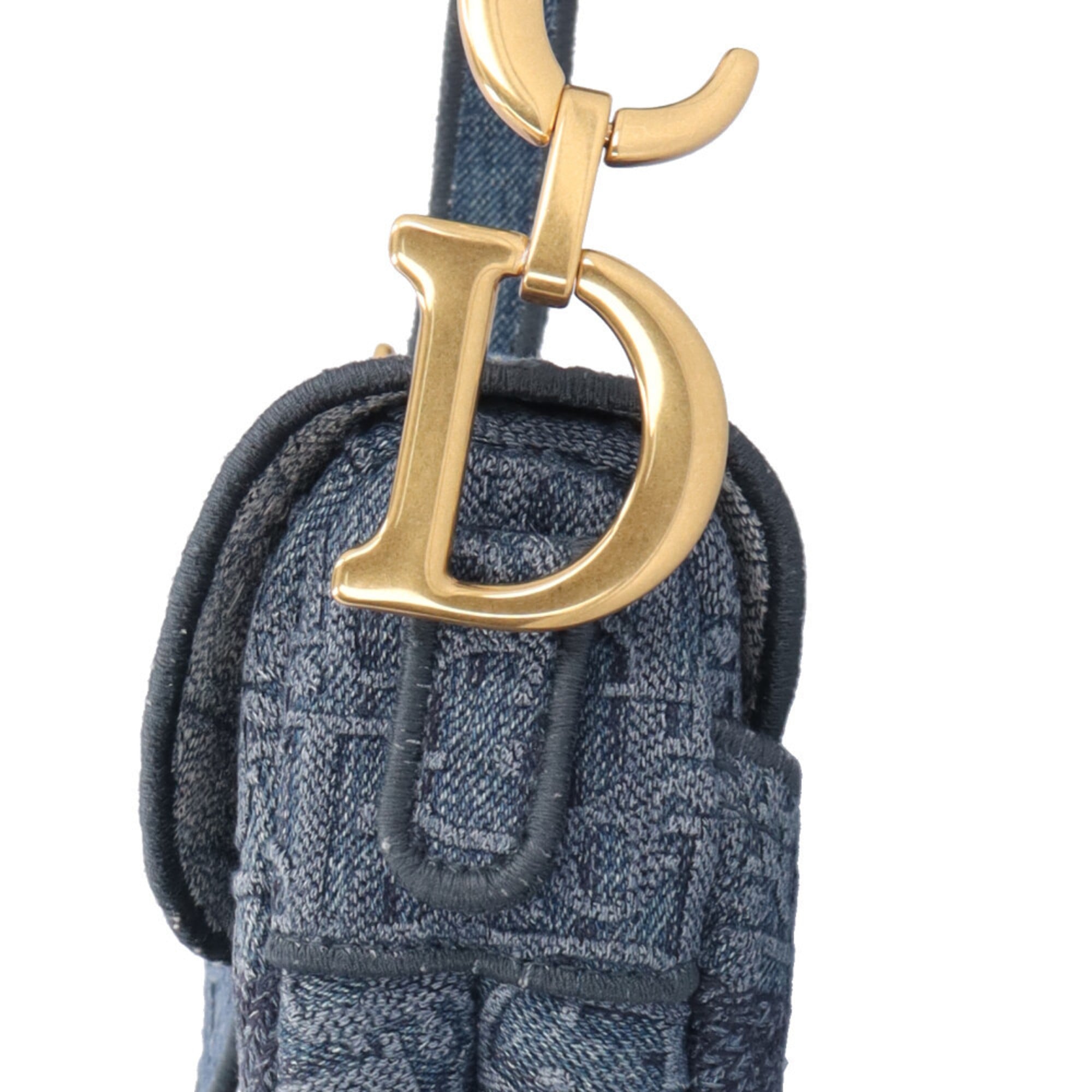 Christian Dior Blue Denim Saddle Bag Shoulder Bag (Pre-Owned)