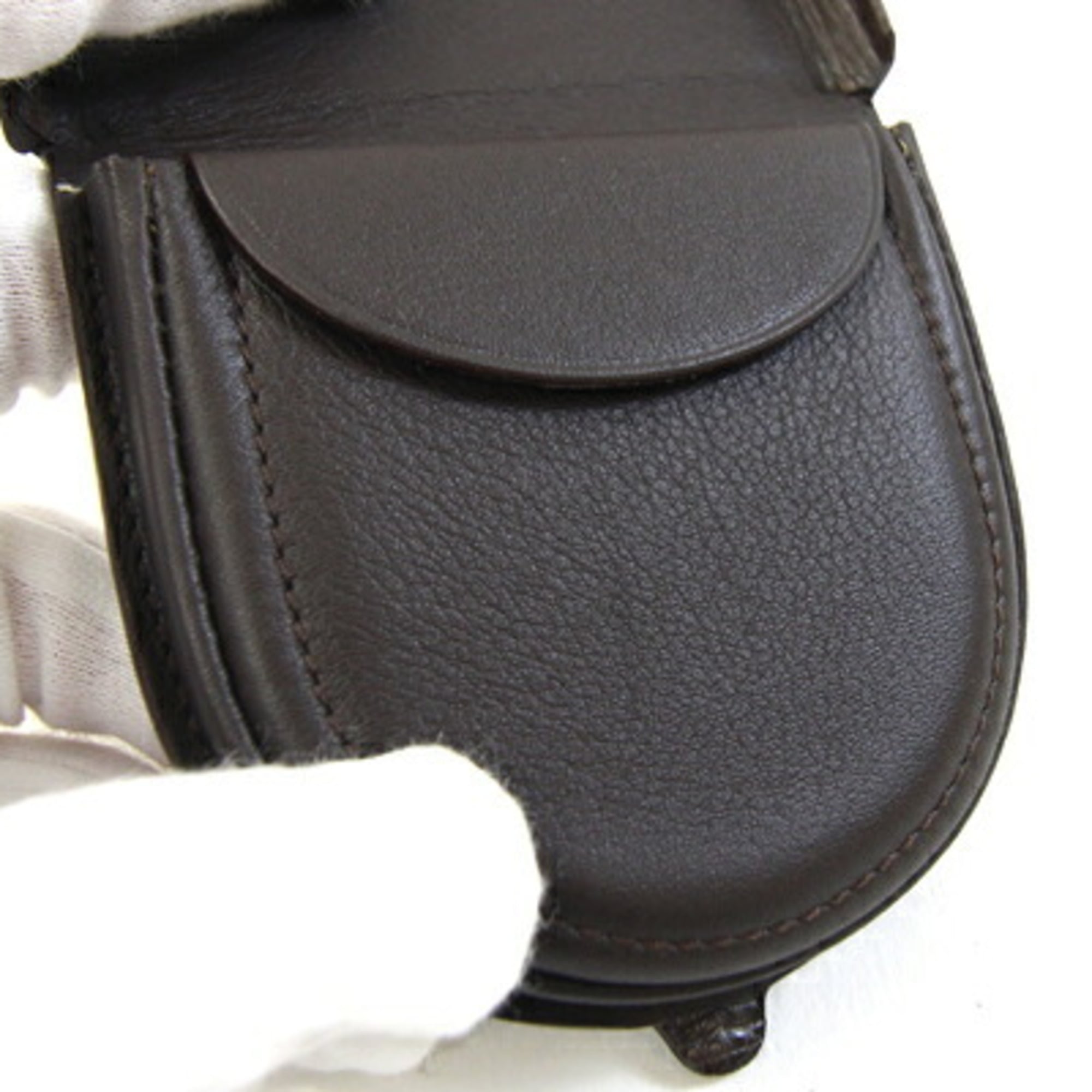 Loewe Dark Brown Leather Coin Purse/Coin Case (Pre-Owned)