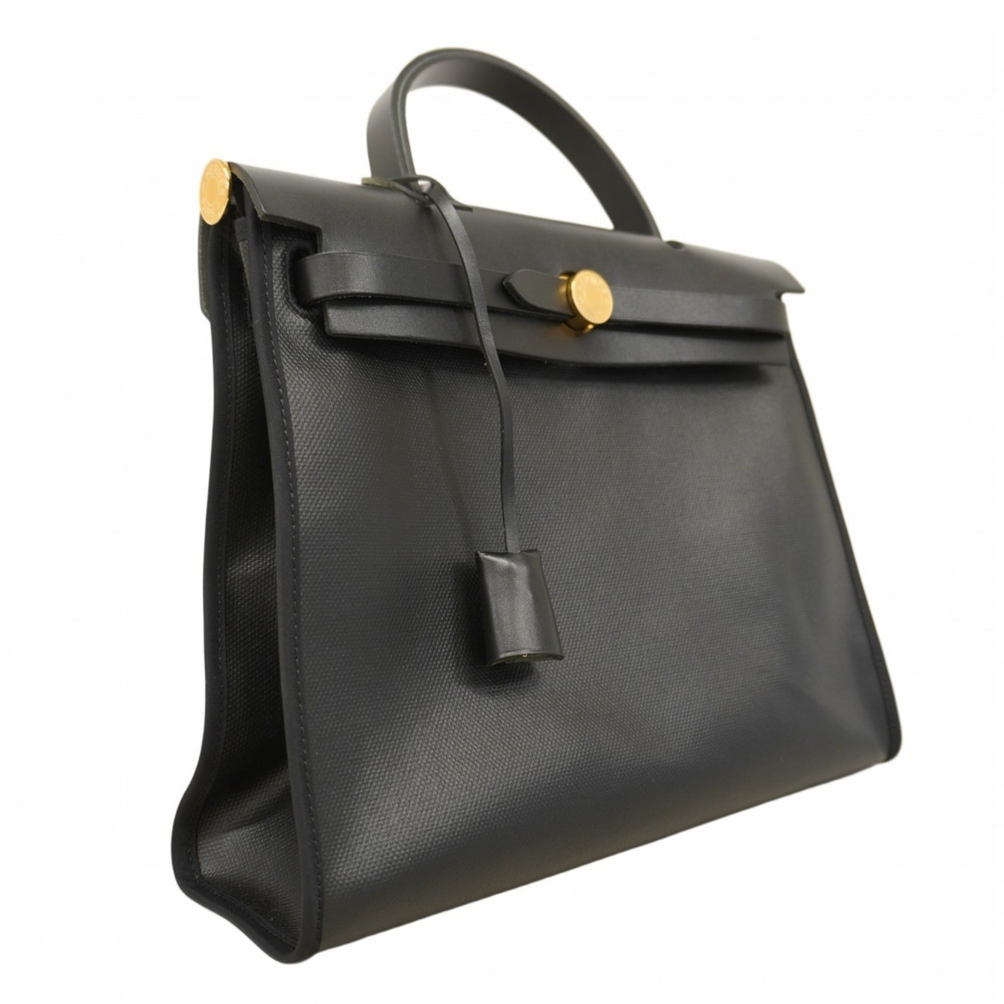 Hermes Black Toile H Handbag (Pre-Owned)
