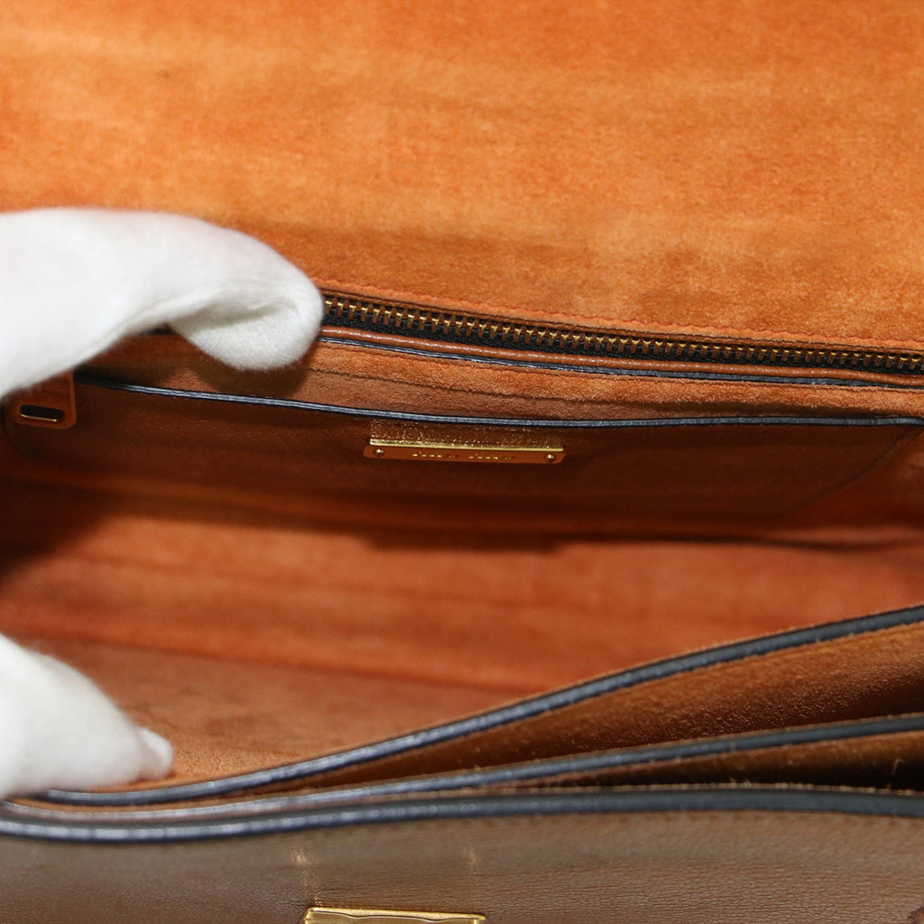 Miu Miu Brown Orange Leather Handbag Shoulder Bag (Pre-Owned)