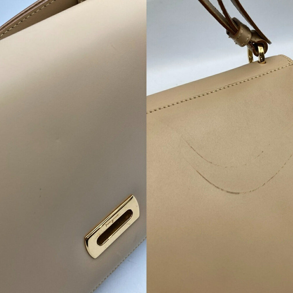 Salvatore Ferragamo Beige Leather Shoulder Bag (Pre-Owned)