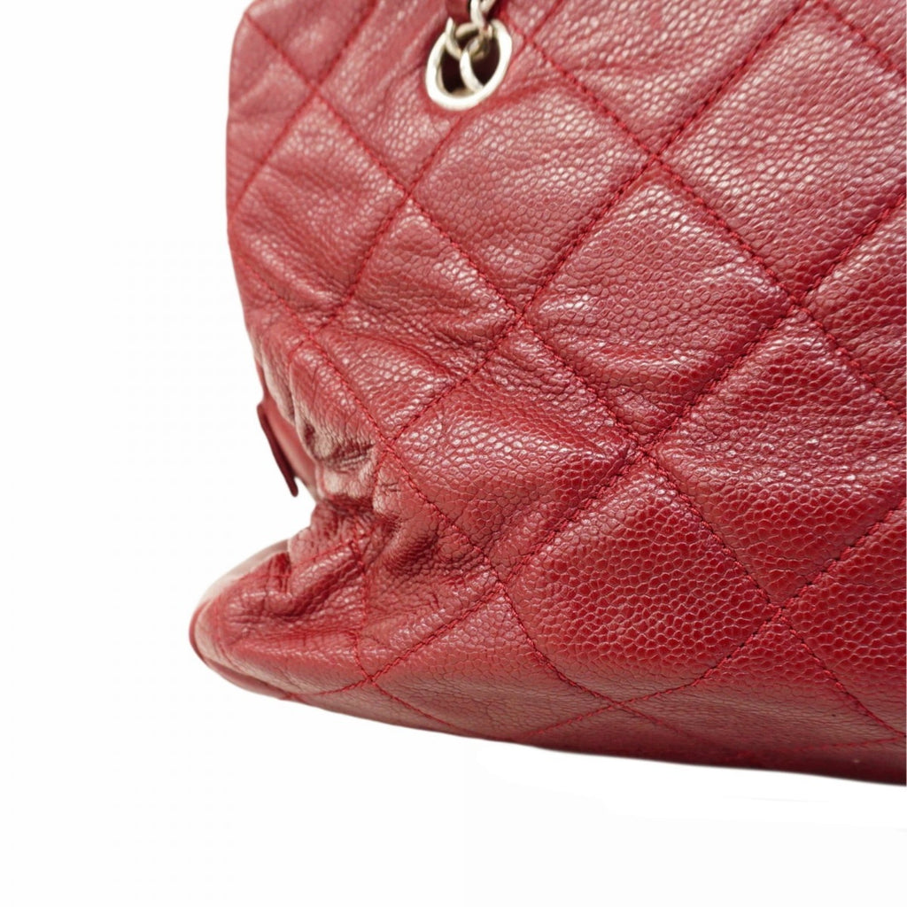 Chanel Red Color Grained Calfskin Shoulder Bag (Pre-Owned)