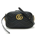 Gucci Gg Marmont Black Leather Pochette Shoulder Bag (Pre-Owned)