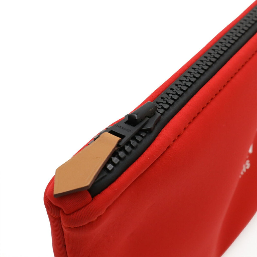 Hermes Red Color Polyamide Leather Clutch Bag (Pre-Owned)