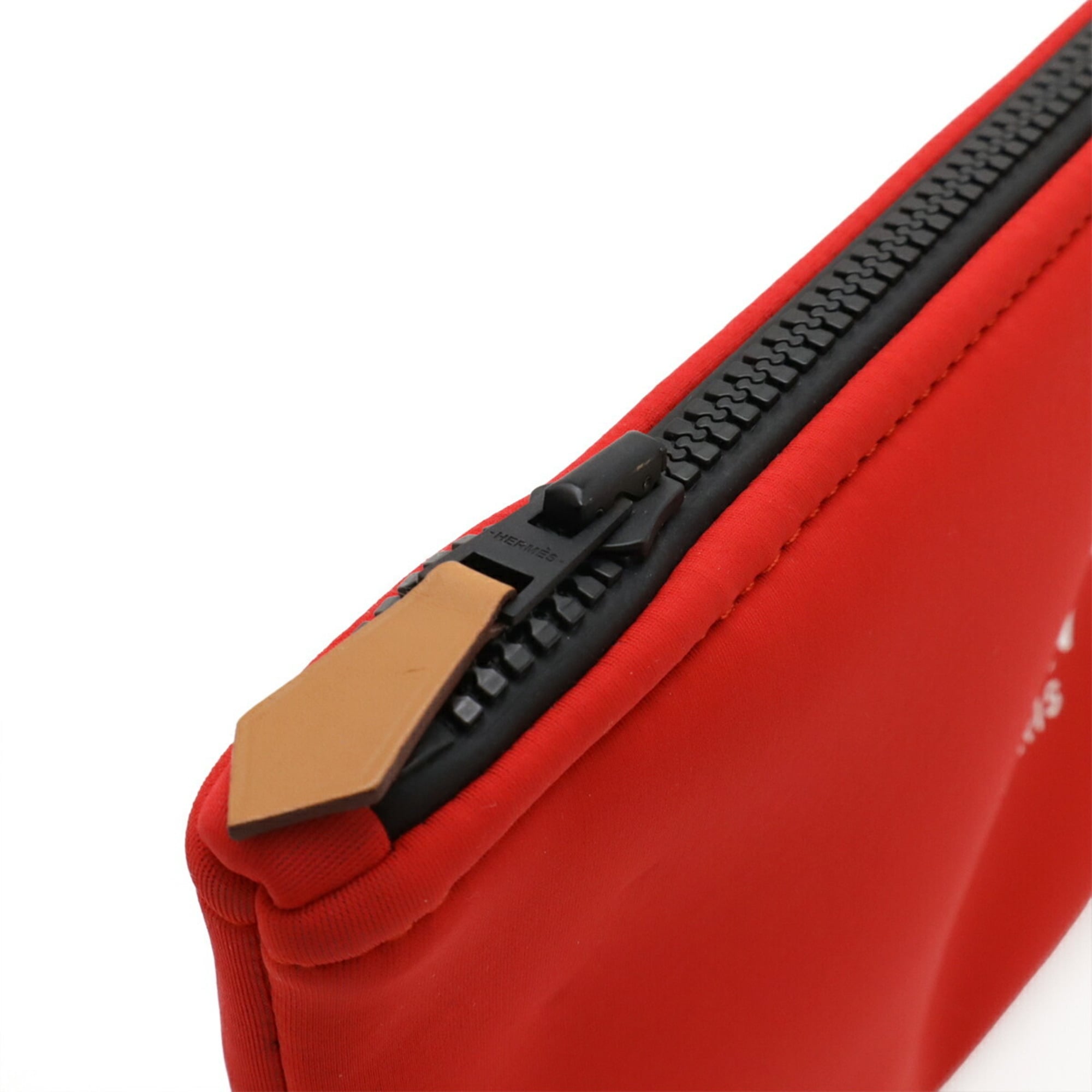 Hermes Red Color Polyamide Leather Clutch Bag (Pre-Owned)