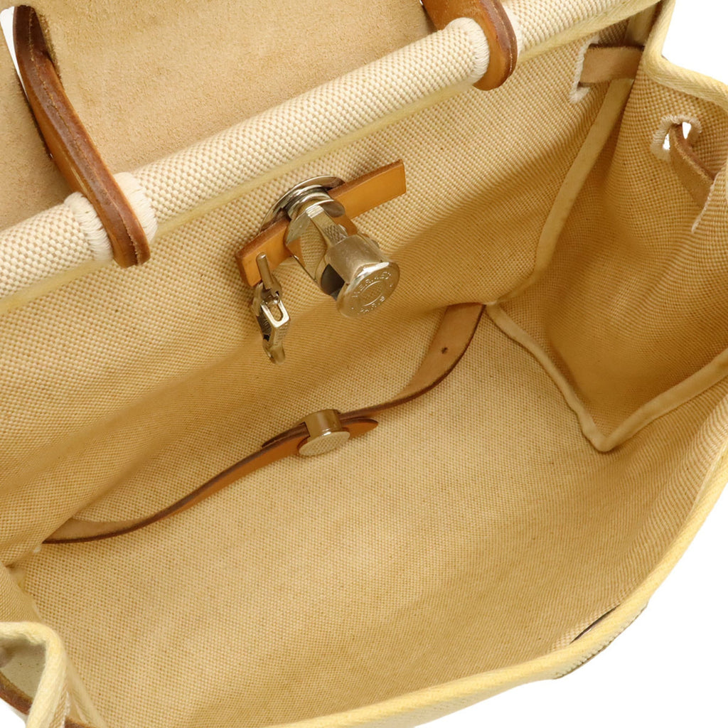 Hermes Brown Light Brown Natural Toile Officier Leather Backpack Handbag (Pre-Owned)