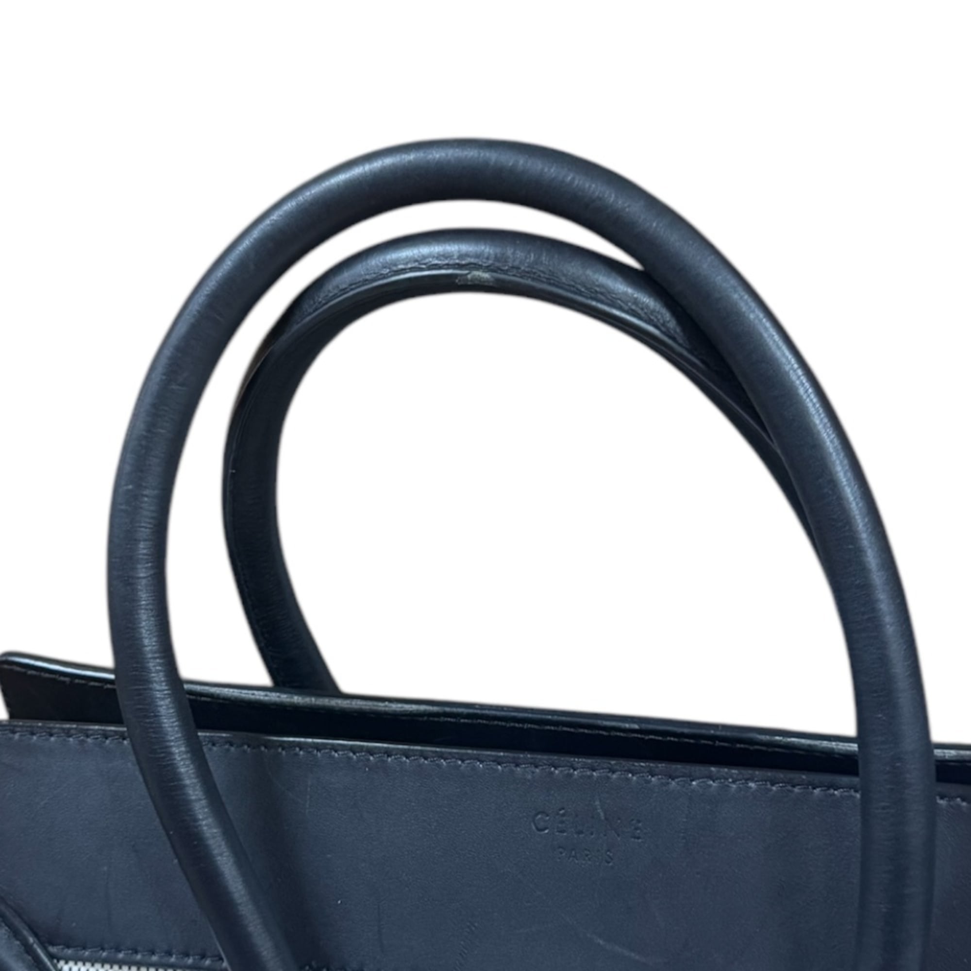 Celine Black Khaki White Leather Handbag (Pre-Owned)