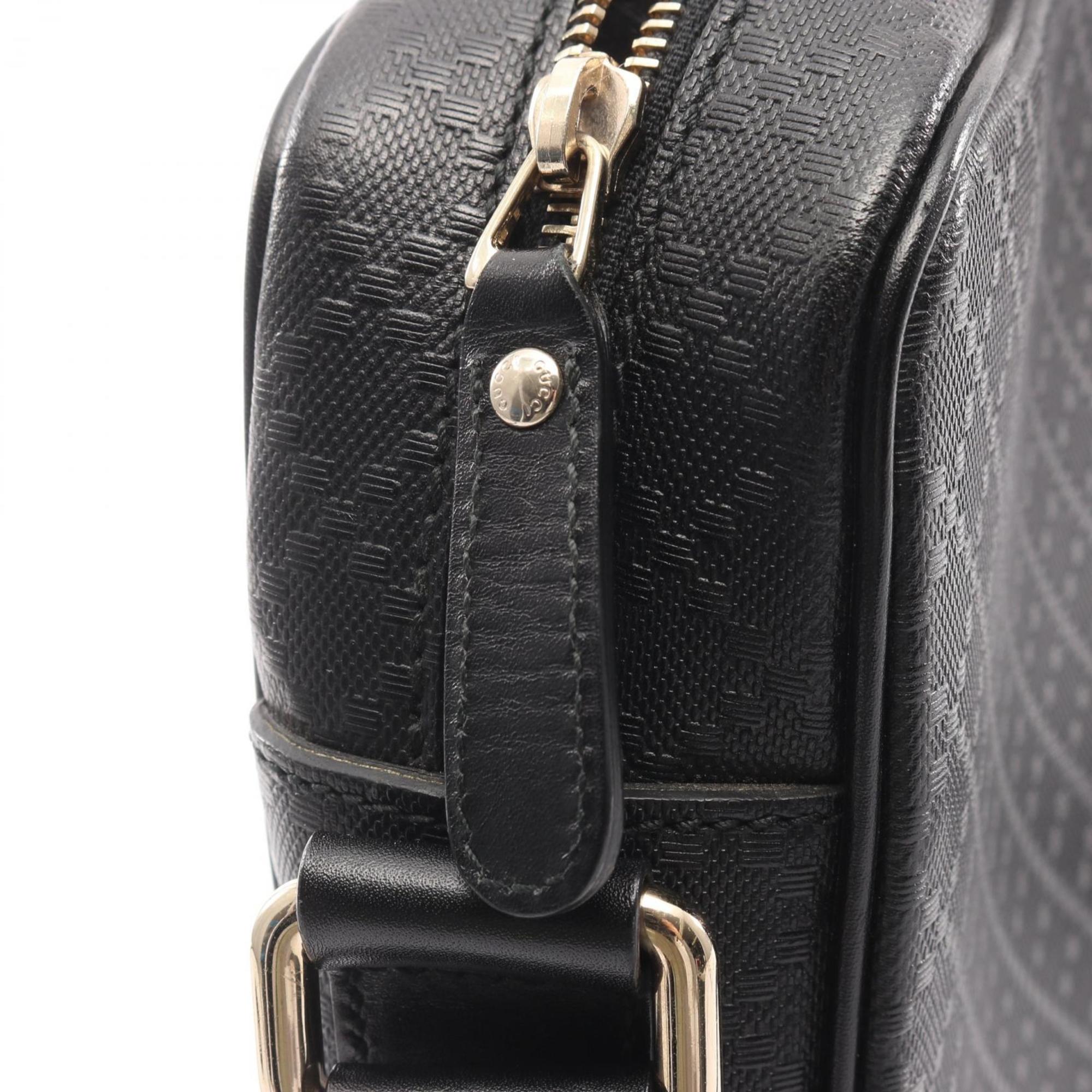 Gucci Black Coated Canvas Leather Shoulder Bag (Pre-Owned)