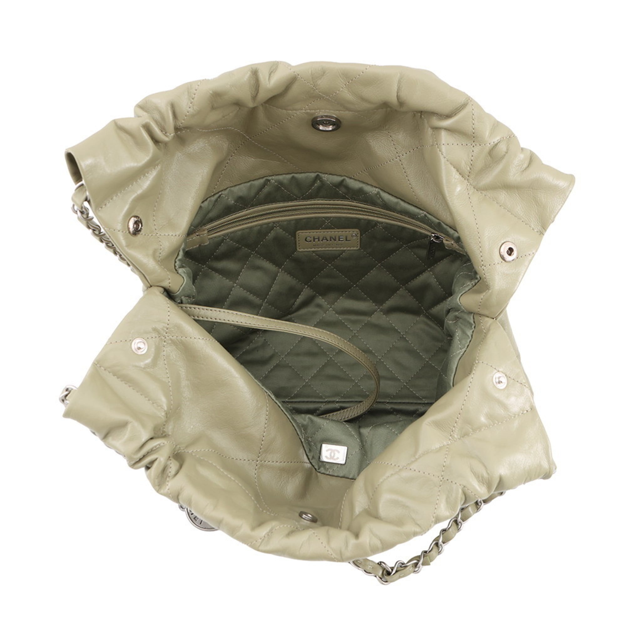 Chanel Khaki Leather Handbag Pouch (Pre-Owned)
