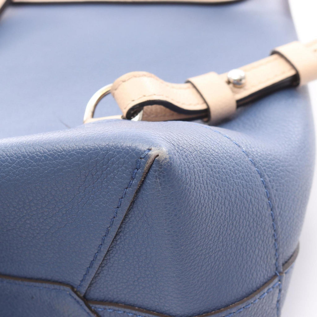Louis Vuitton Beige Blue Leather Backpack (Pre-Owned)