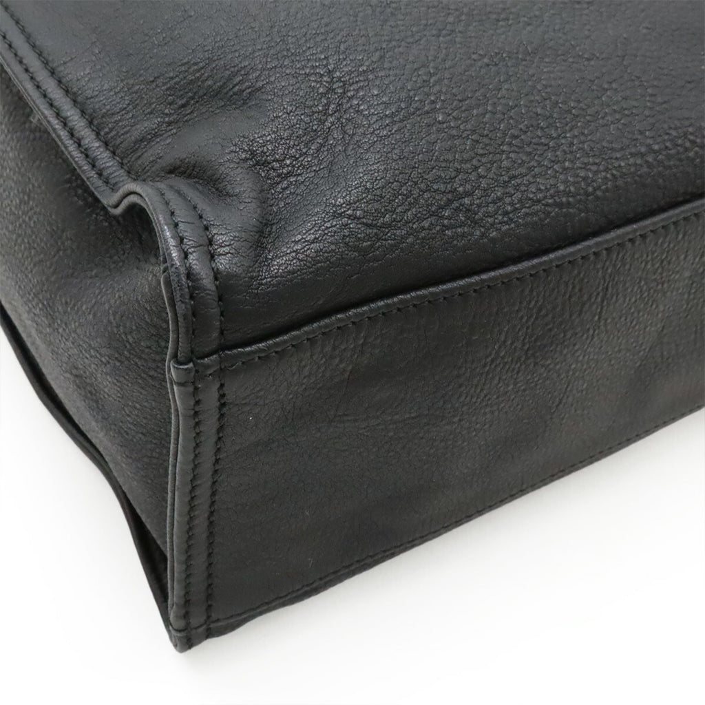 Fendi Black Leather Pouch Shoulder Bag Tote Bag (Pre-Owned)