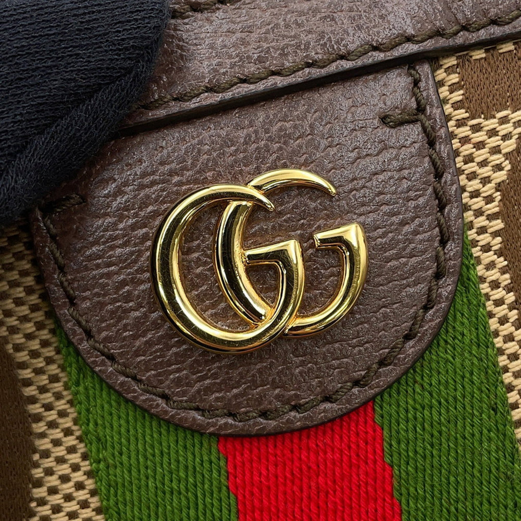 Gucci Ophidia Beige Brown Canvas Leather Tote Bag (Pre-Owned)