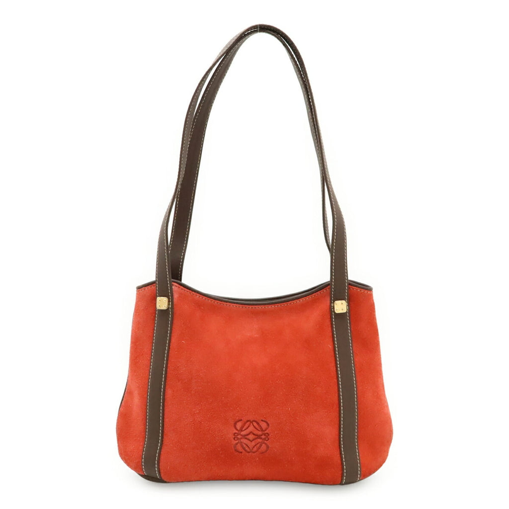 Loewe Brown Red Color Suede Leather Handbag Shoulder Bag (Pre-Owned)