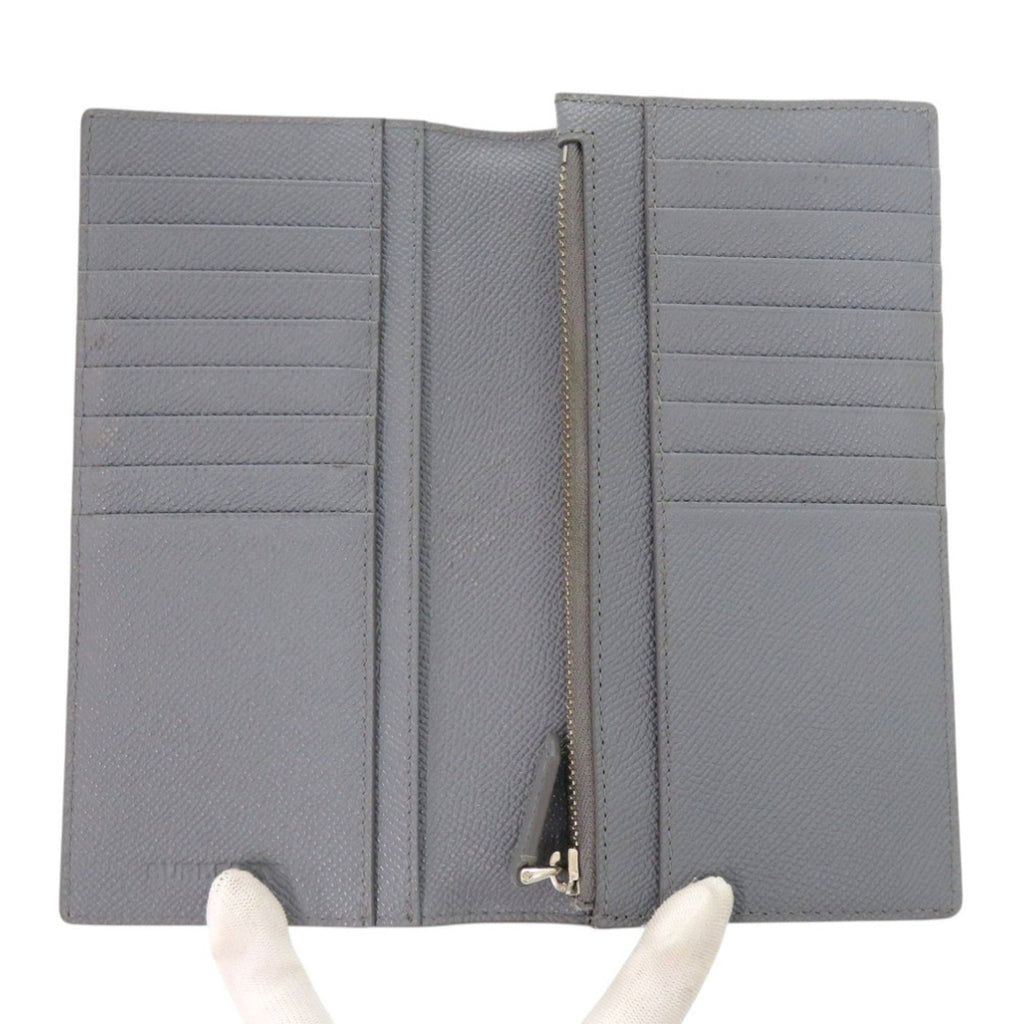 Burberry Gray Leather Long Wallet (Bi-Fold) (Pre-Owned)