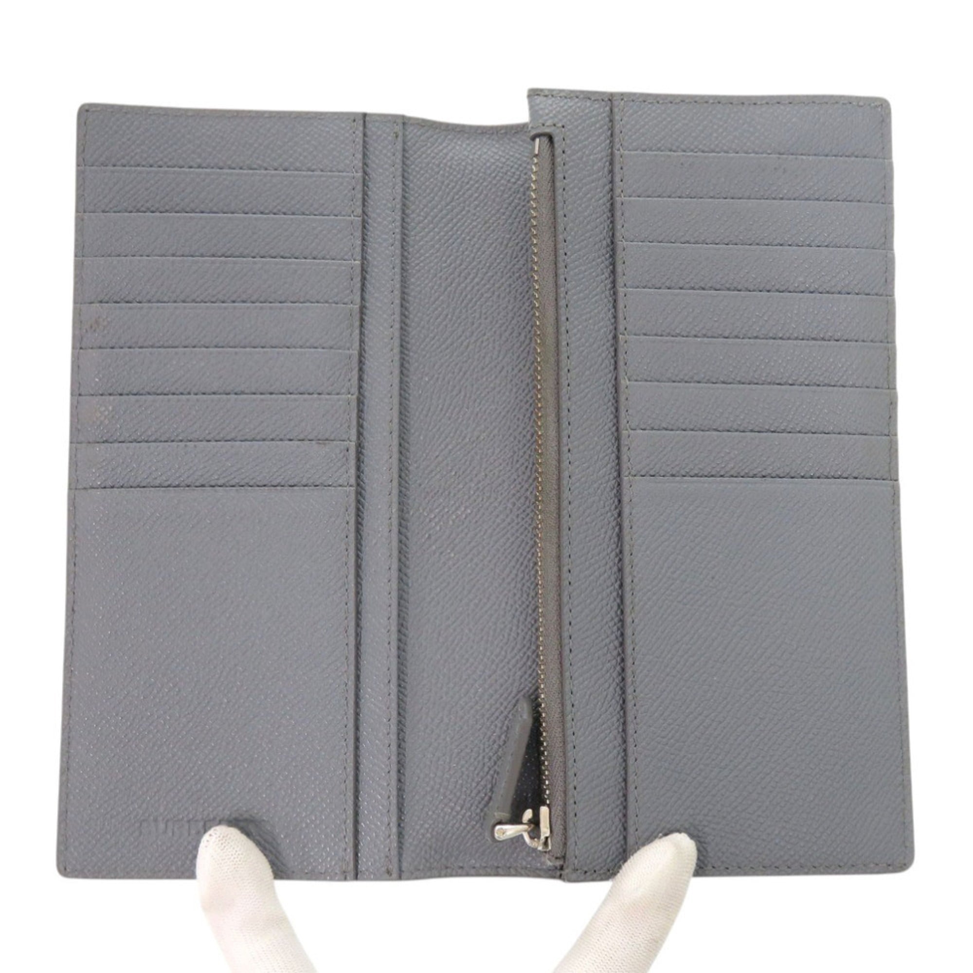 Burberry Gray Leather Long Wallet (Bi-Fold) (Pre-Owned)