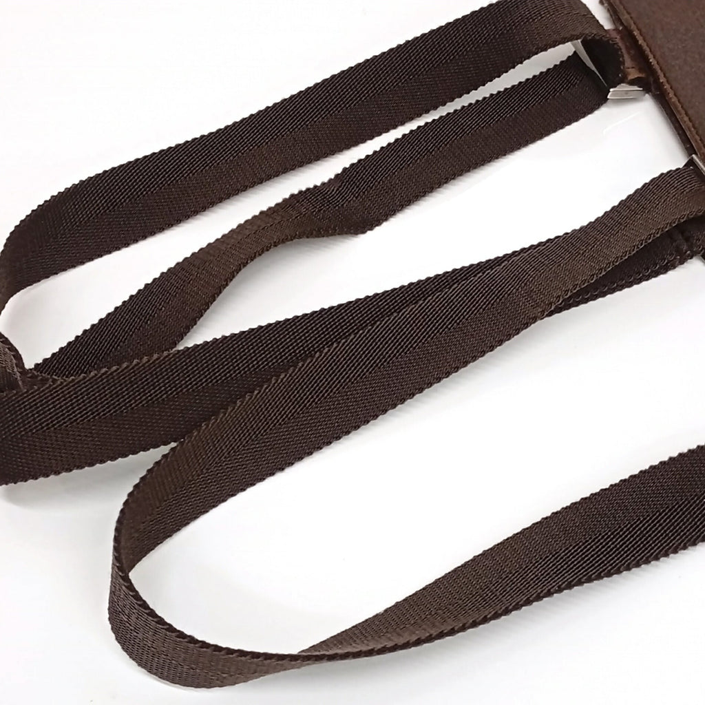 Gucci Brown Leather Canvas Shoulder Bag (Pre-Owned)