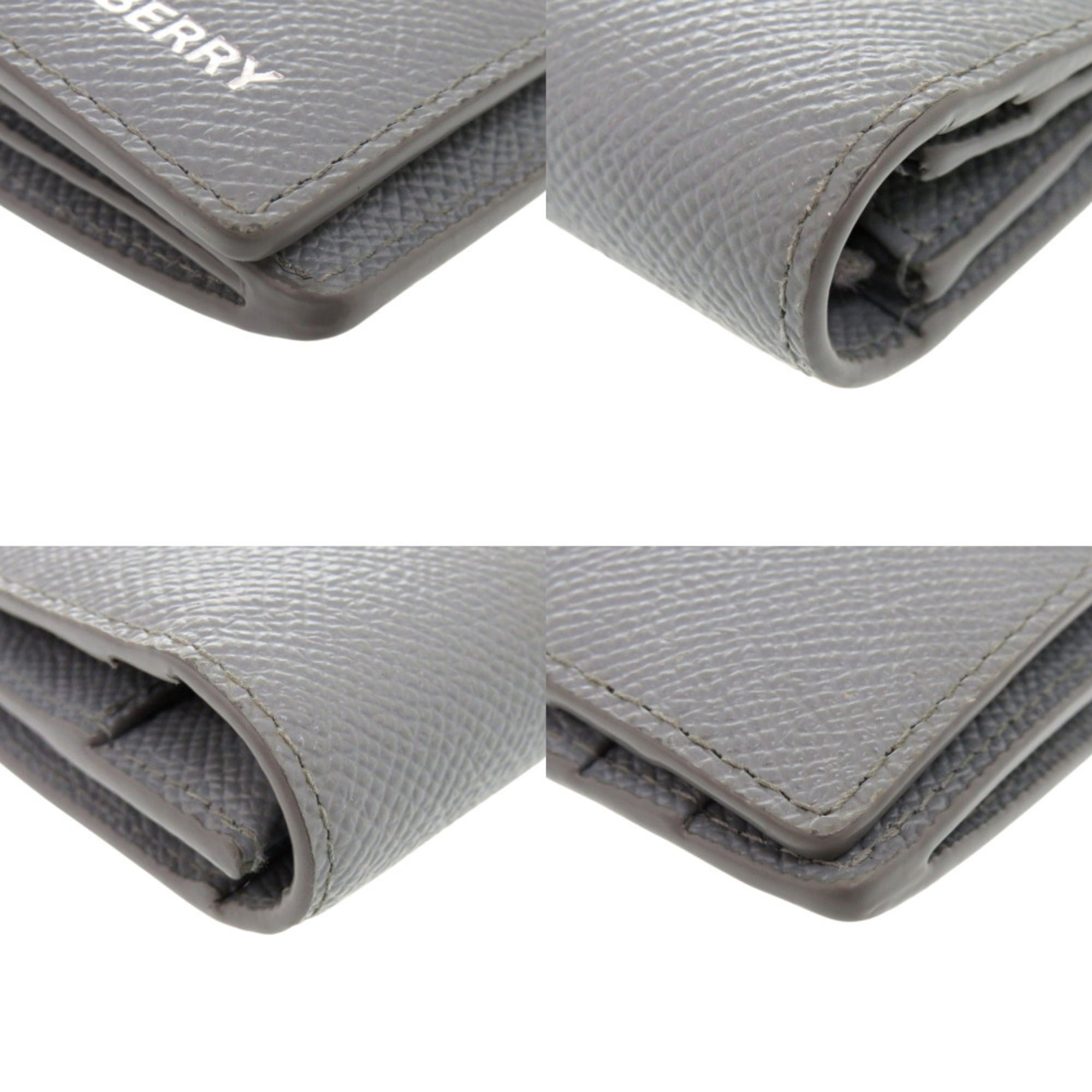 Burberry Gray Leather Long Wallet (Bi-Fold) (Pre-Owned)