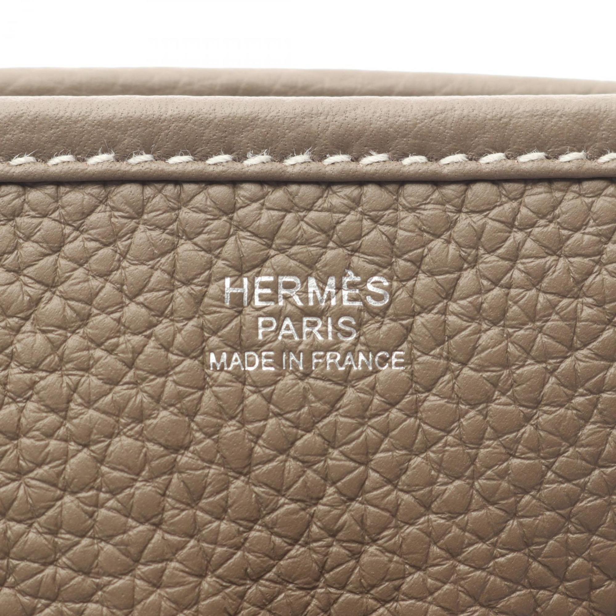 Hermes Etoupe Gray Gray Taurillon Clemence Leather Shoulder Bag (Pre-Owned)