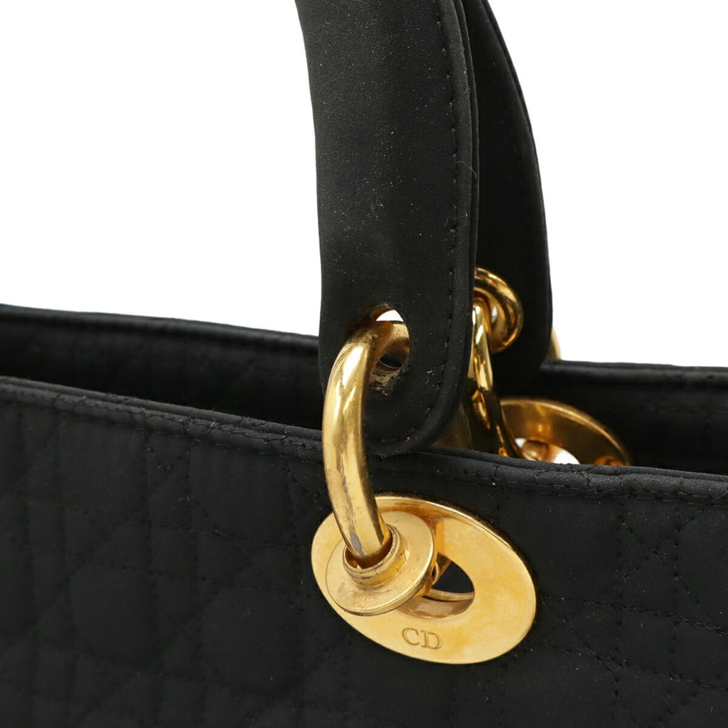 Christian Dior Black Nylon Leather Handbag Tote Bag (Pre-Owned)