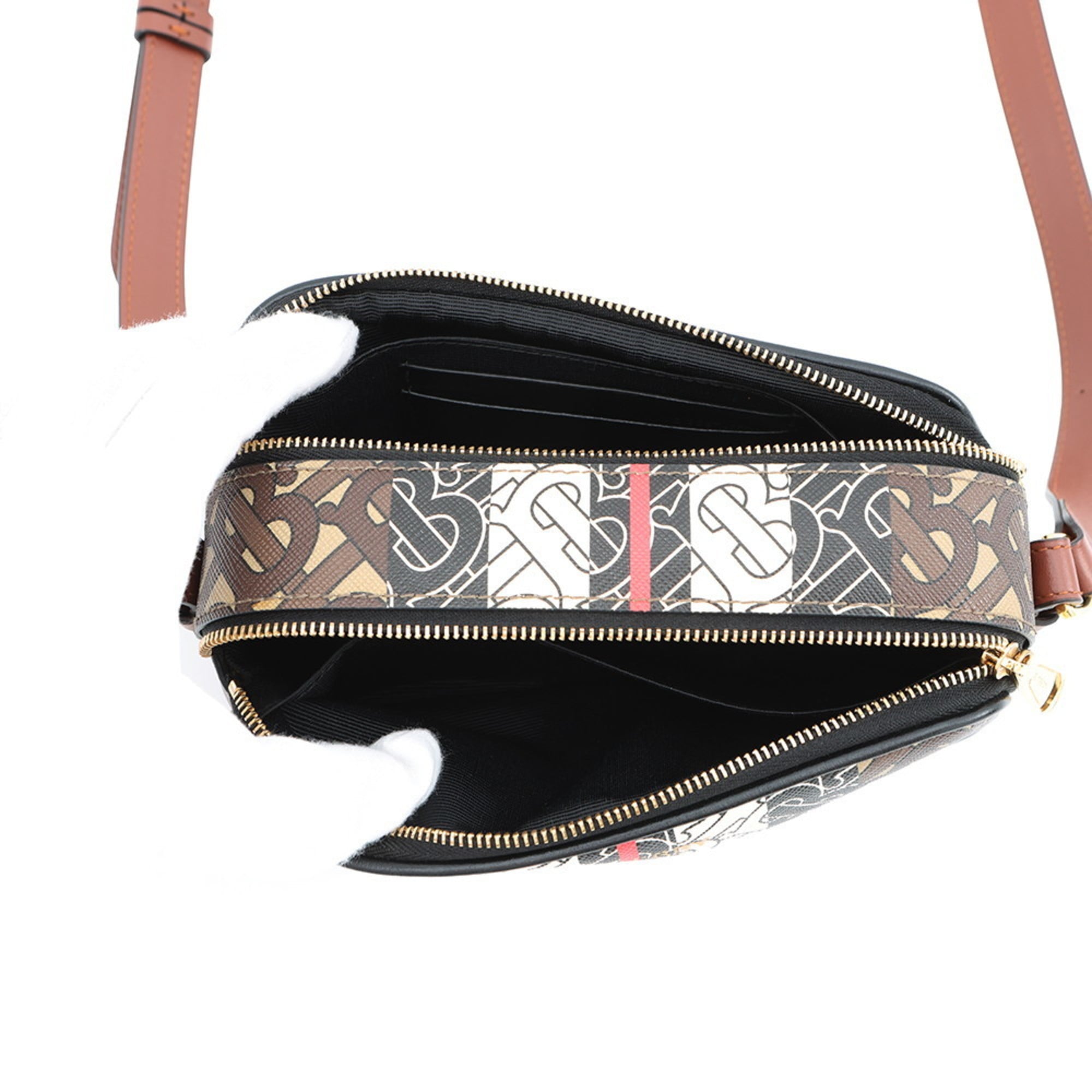 Burberry Black Brown White Pvc Leather Shoulder Bag (Pre-Owned)