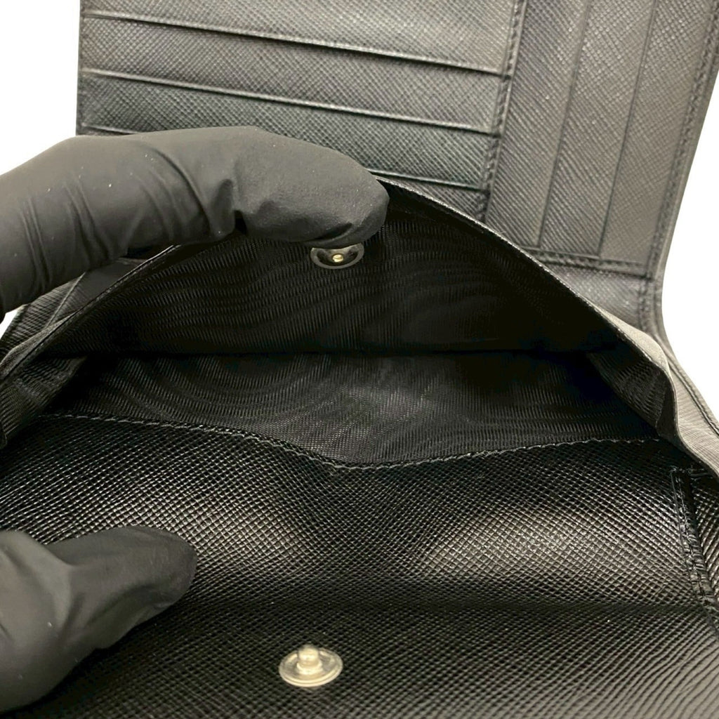 Prada Black Nylon Leather Wallet (Tri-Fold) (Pre-Owned)
