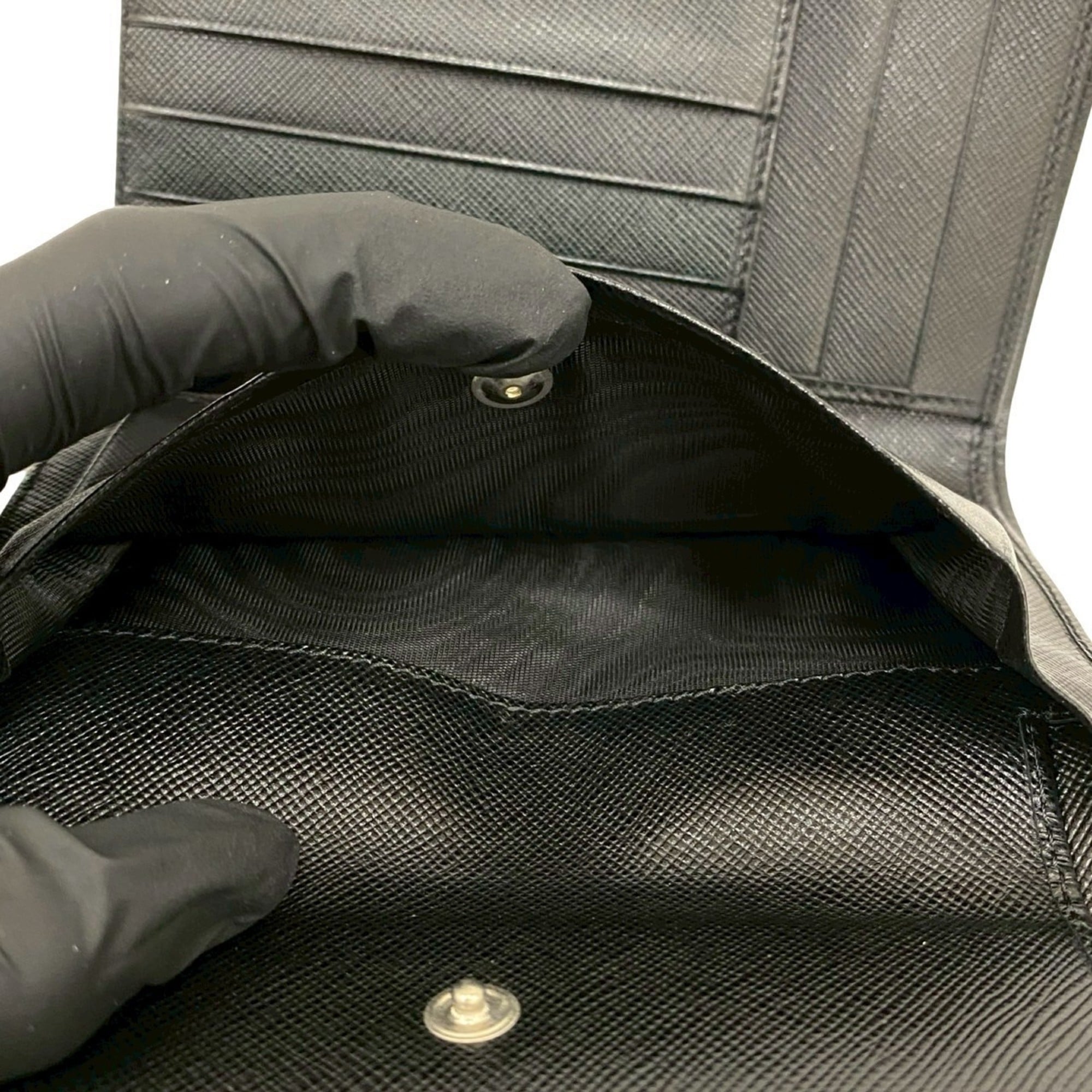 Prada Black Nylon Leather Wallet (Tri-Fold) (Pre-Owned)