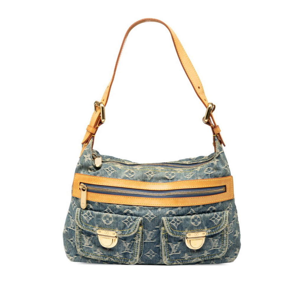 Louis Vuitton Blue Denim Leather Handbag Shoulder Bag (Pre-Owned)