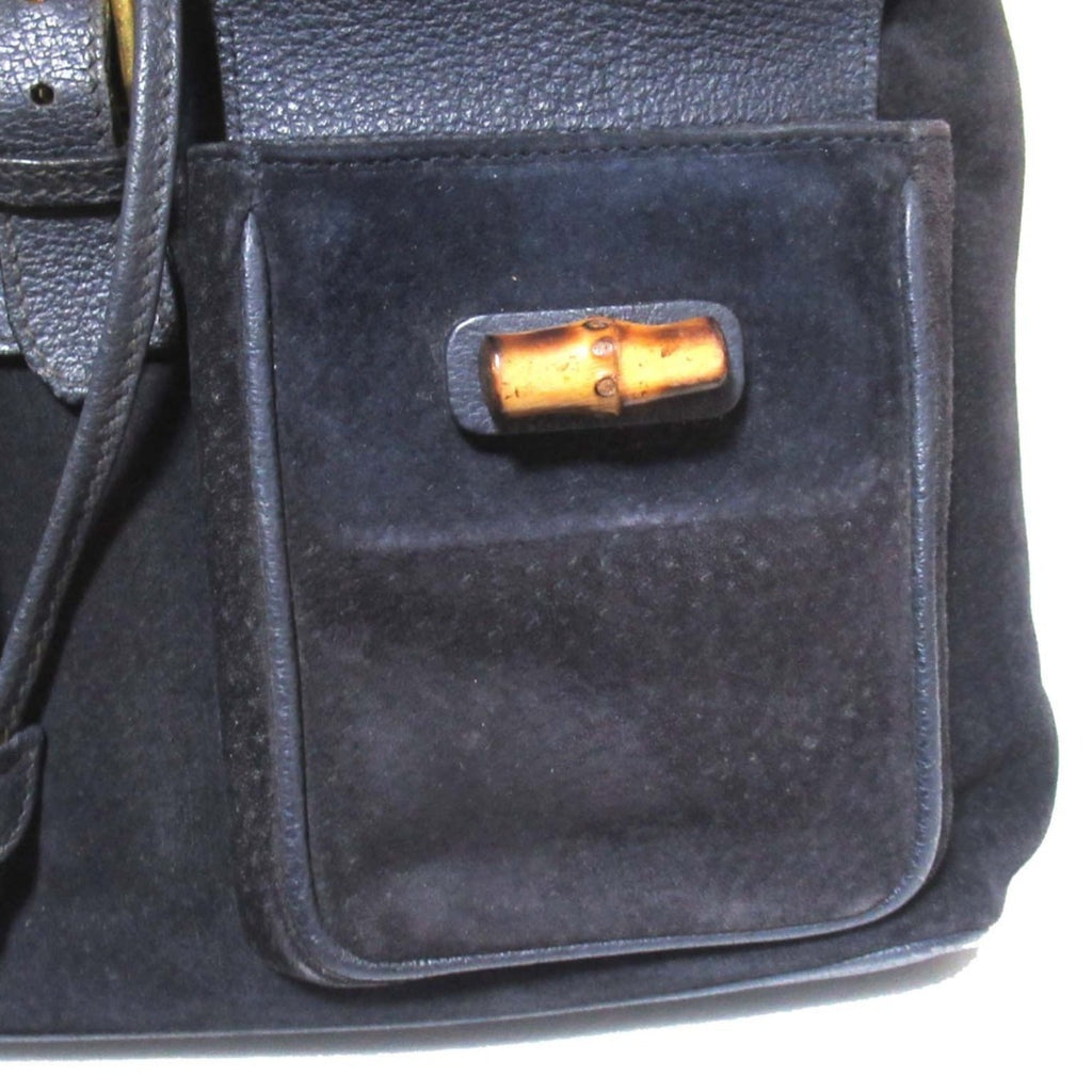 Gucci Navy Suede Leather Backpack (Pre-Owned)