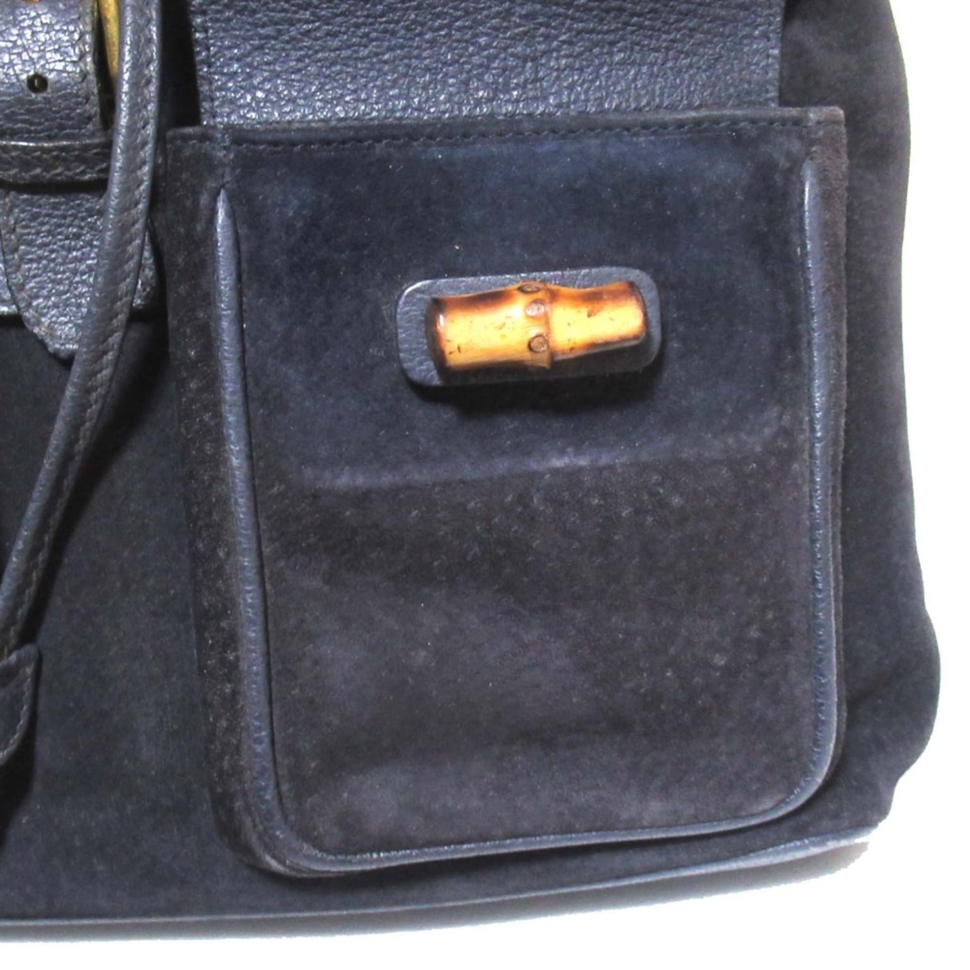 Gucci Navy Suede Leather Backpack (Pre-Owned)