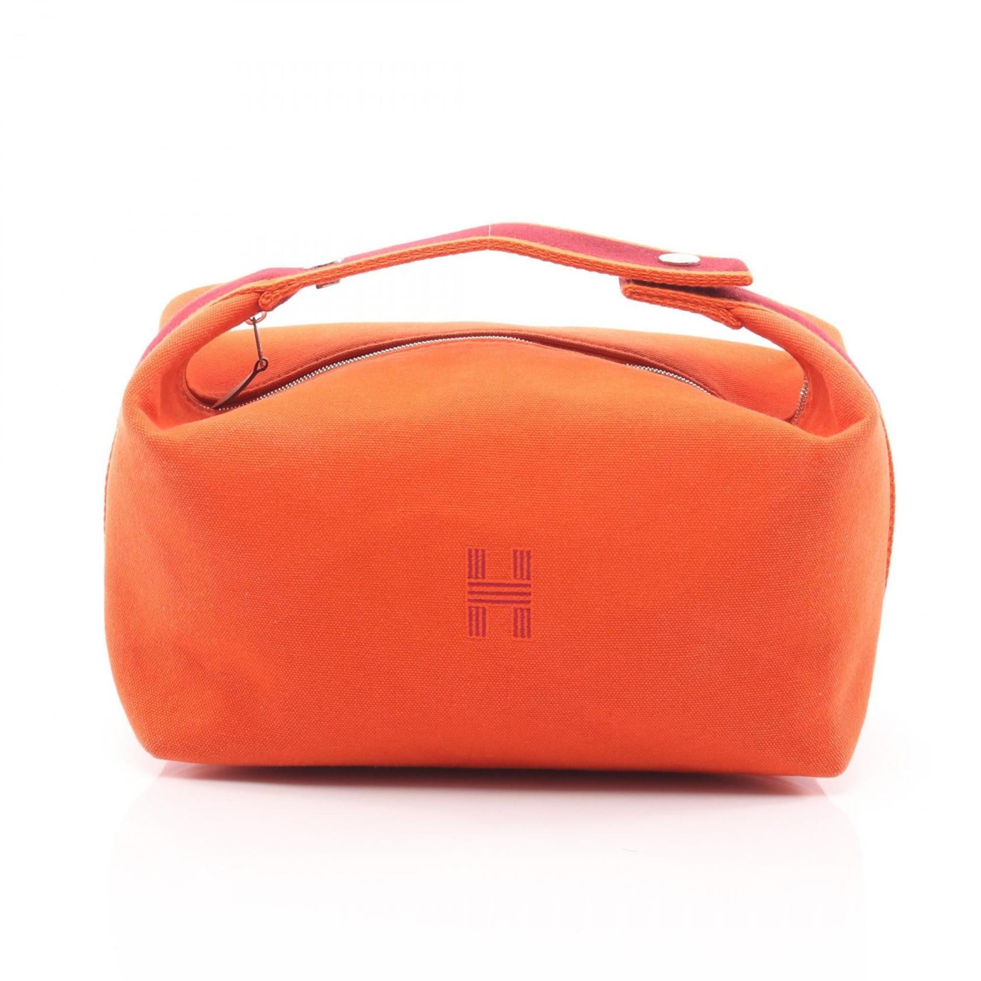 Hermes Feu Orange Canvas Handbag (Pre-Owned)