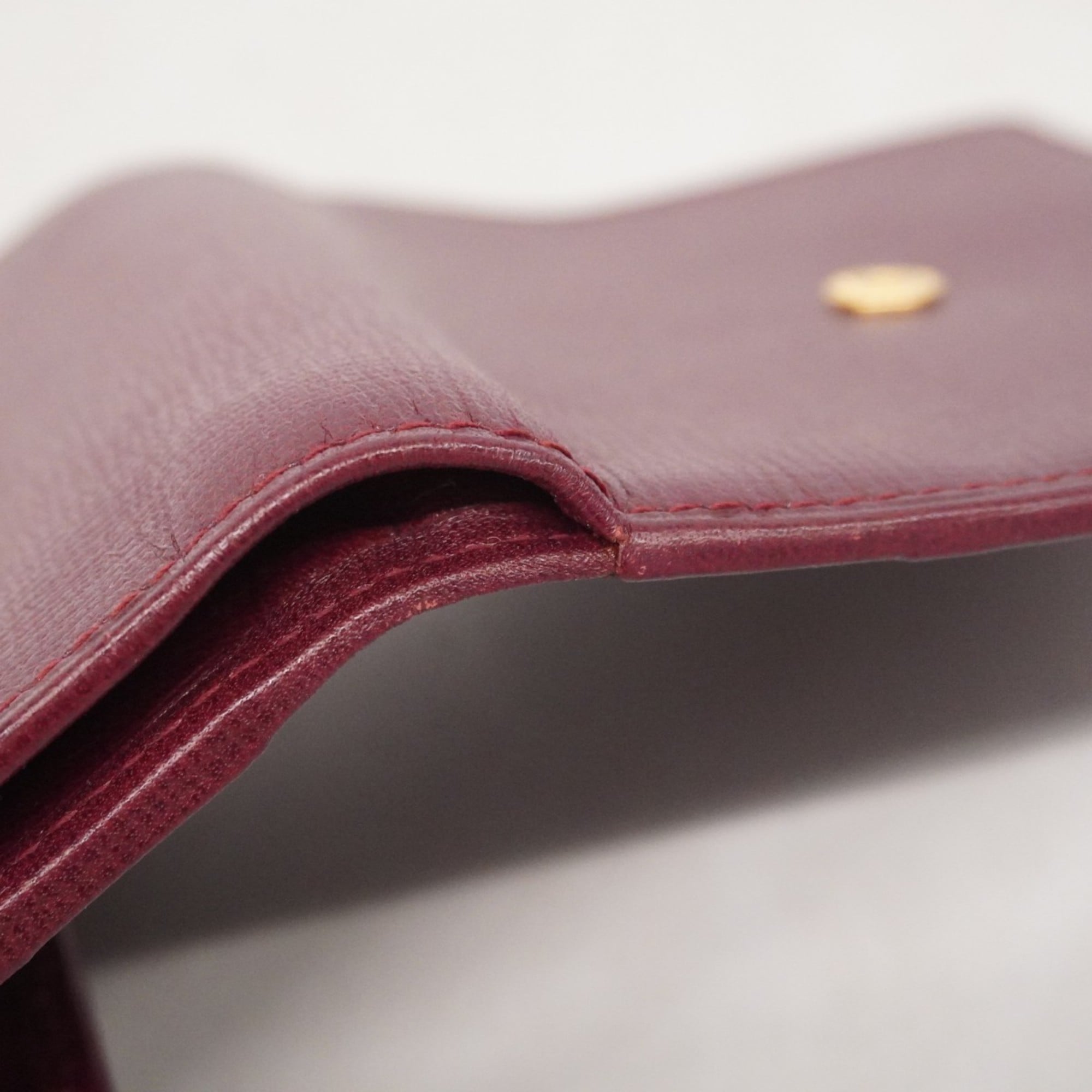 Cartier Bordeaux Leather Wallet (Tri-Fold) (Pre-Owned)