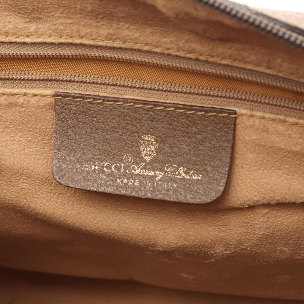 Gucci Beige Brown Pvc Coated Canvas Leather Handbag (Pre-Owned)