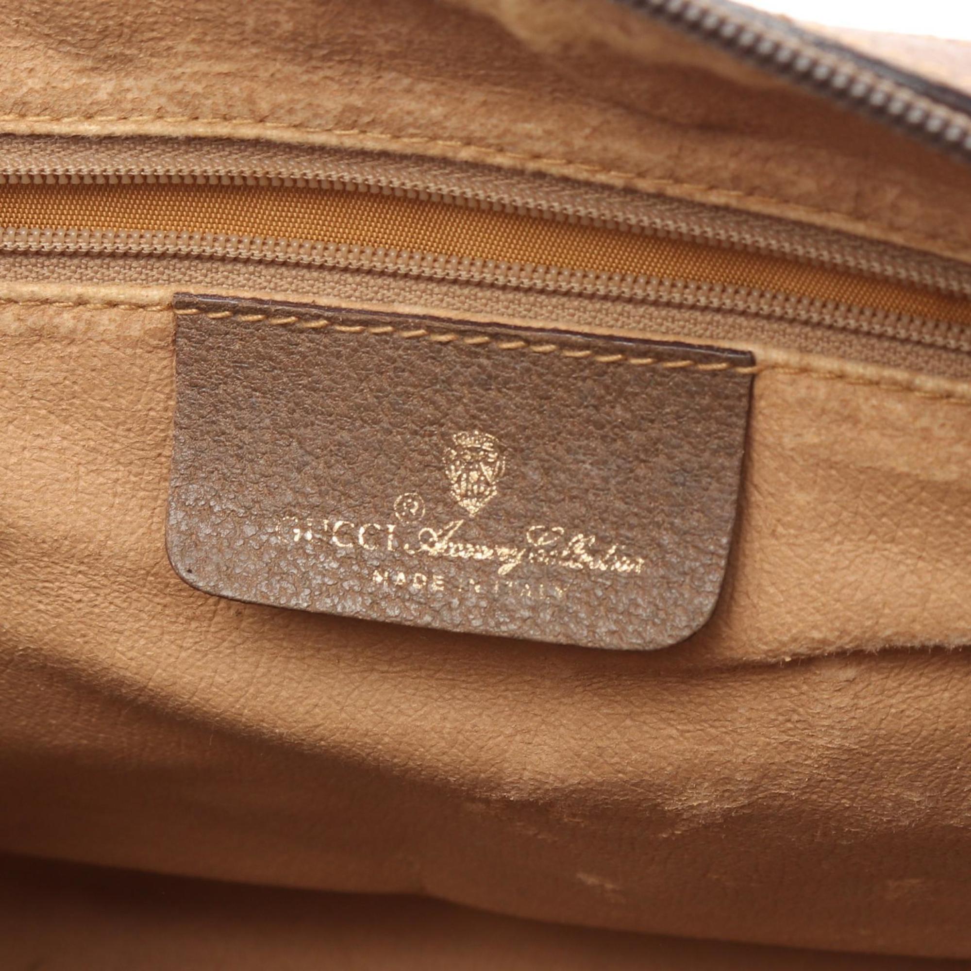 Gucci Beige Brown Pvc Coated Canvas Leather Handbag (Pre-Owned)