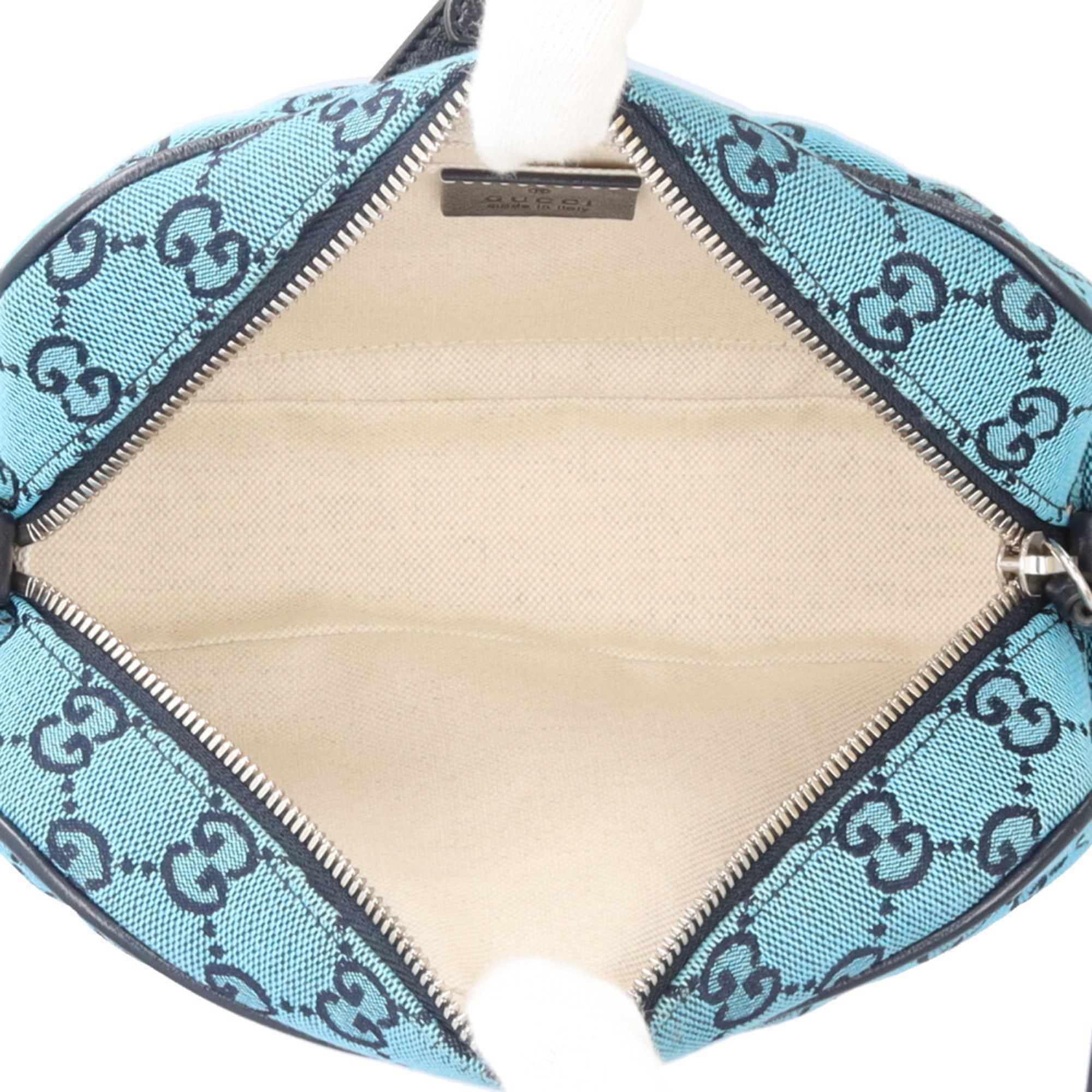 Gucci Gg Marmont Blue Navy Canvas Leather Shoulder Bag (Pre-Owned)