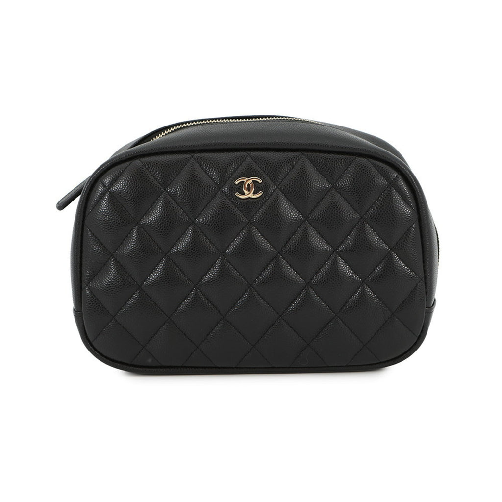 Chanel Matelasse Black Grained Calfskin Pouch (Pre-Owned)