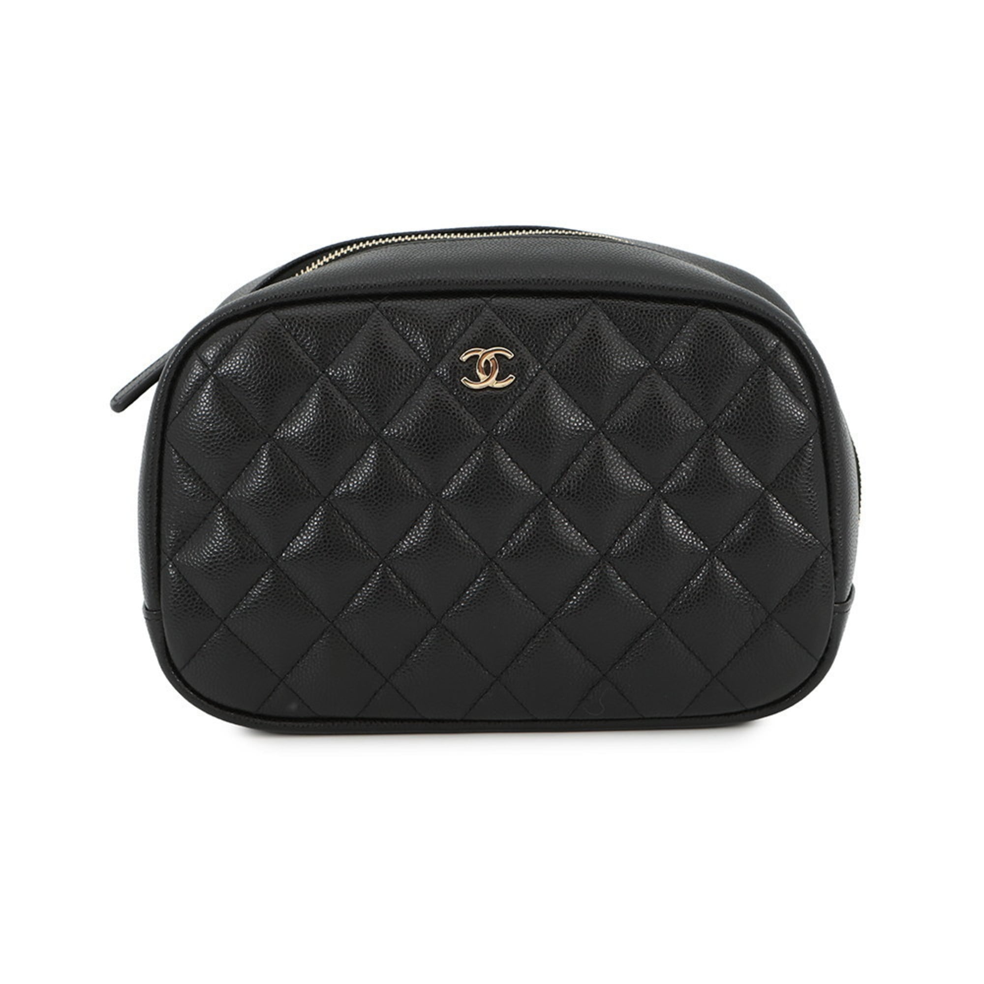 Chanel Matelasse Black Grained Calfskin Pouch (Pre-Owned)