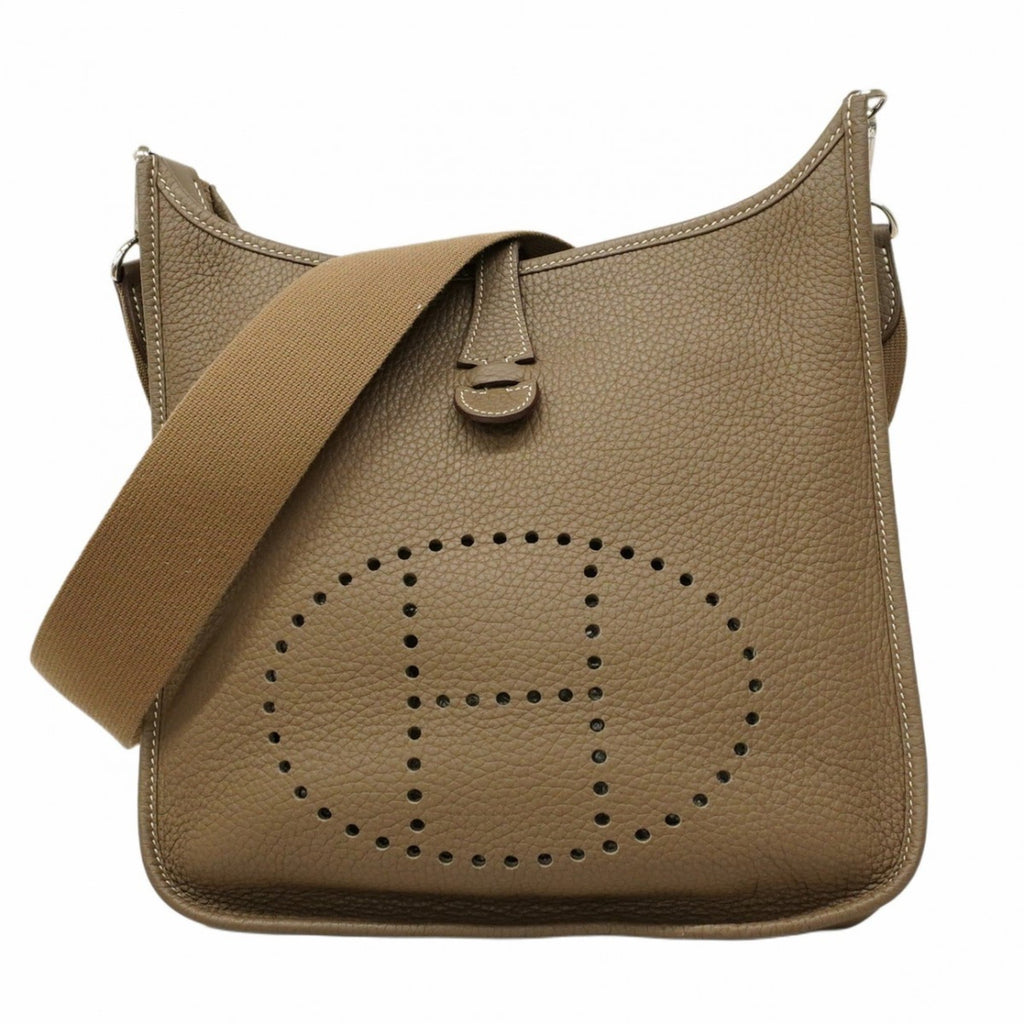 Hermes Etoupe Gray Taurillon Clemence Leather Shoulder Bag (Pre-Owned)