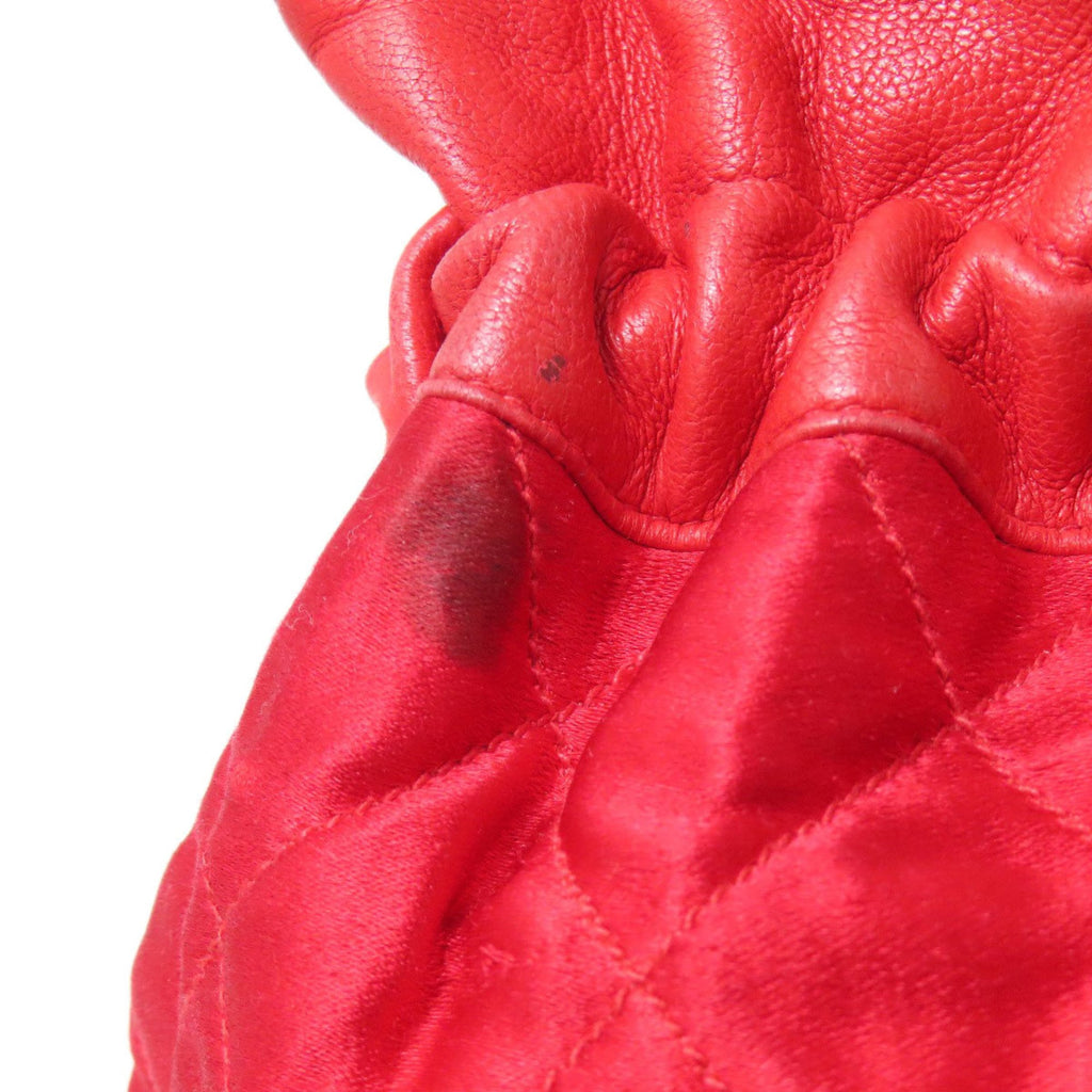 Chanel Red Color Satin Shoulder Bag (Pre-Owned)