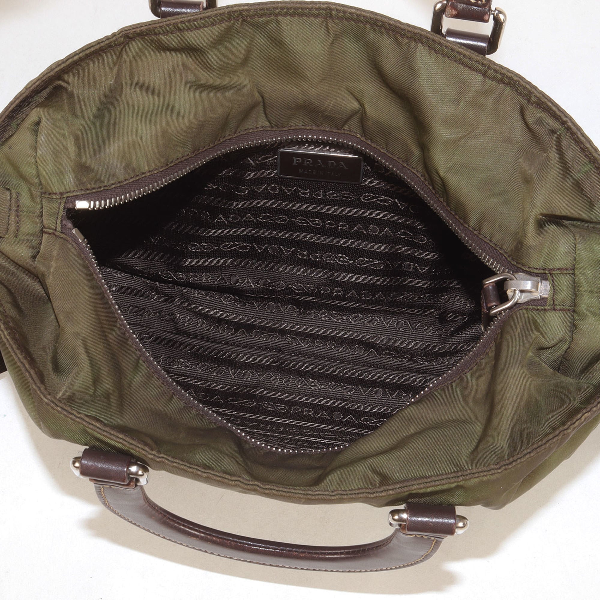Prada Khaki Nylon Handbag (Pre-Owned)