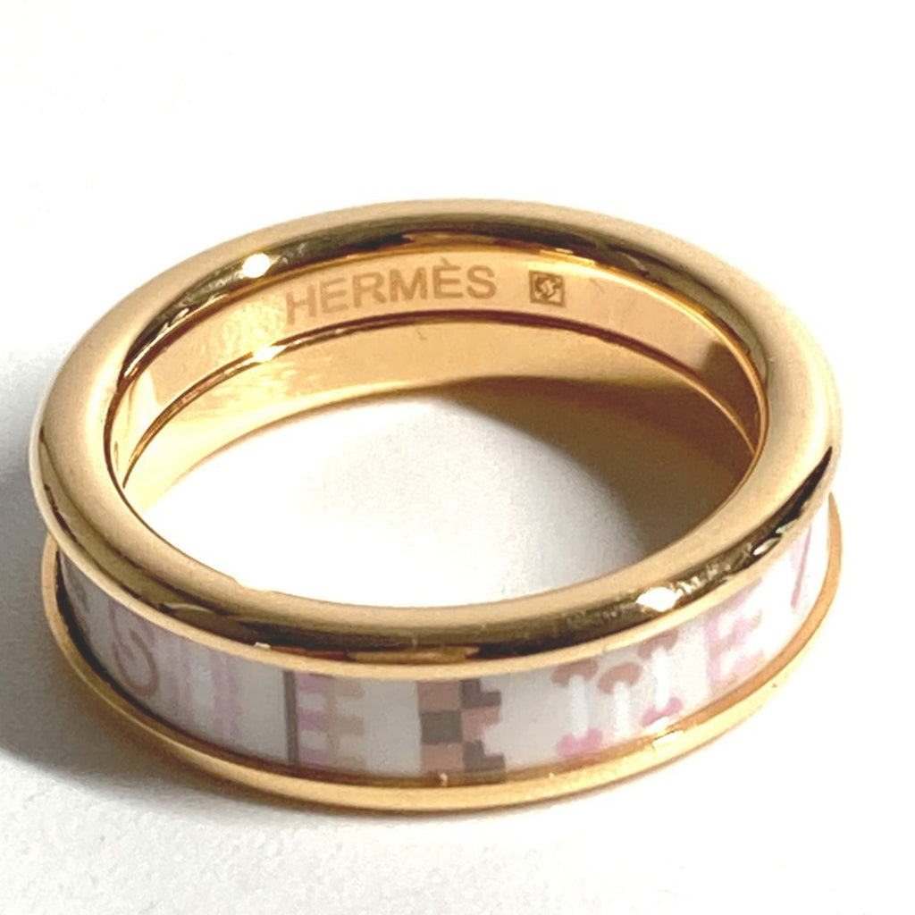 Hermes Gold Pink White Metal Band Ring (Pre-Owned)