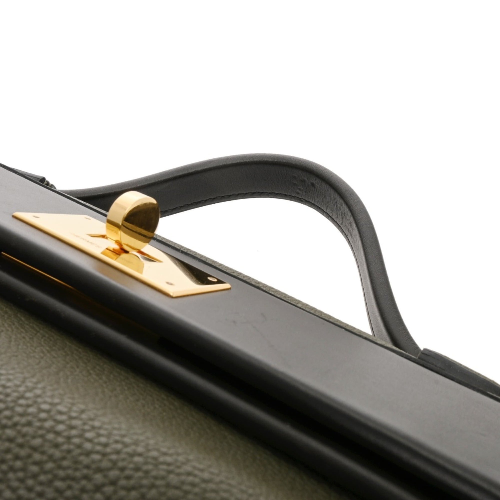 Hermes Black Green Taurillon Clemence Leather Handbag (Pre-Owned)