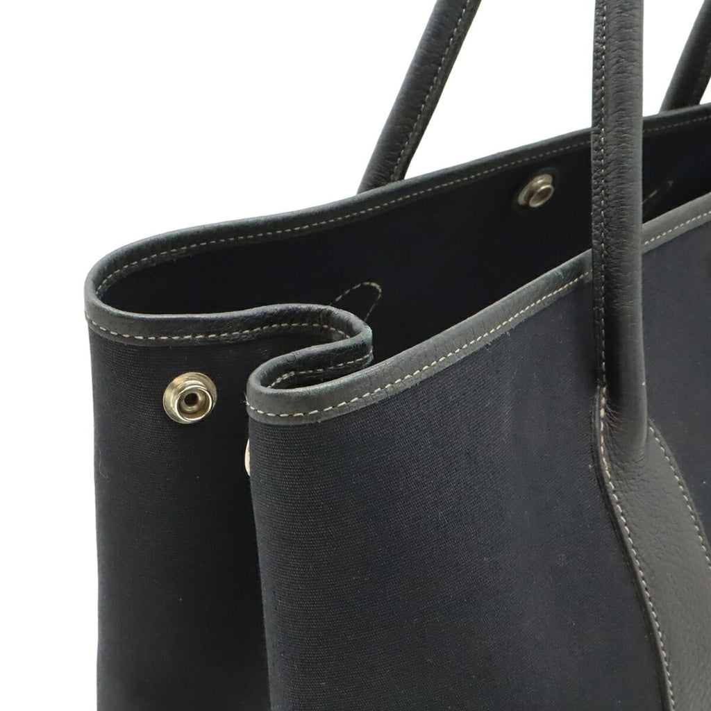 Hermes Garden Black Toile Officier Handbag Tote Bag (Pre-Owned)