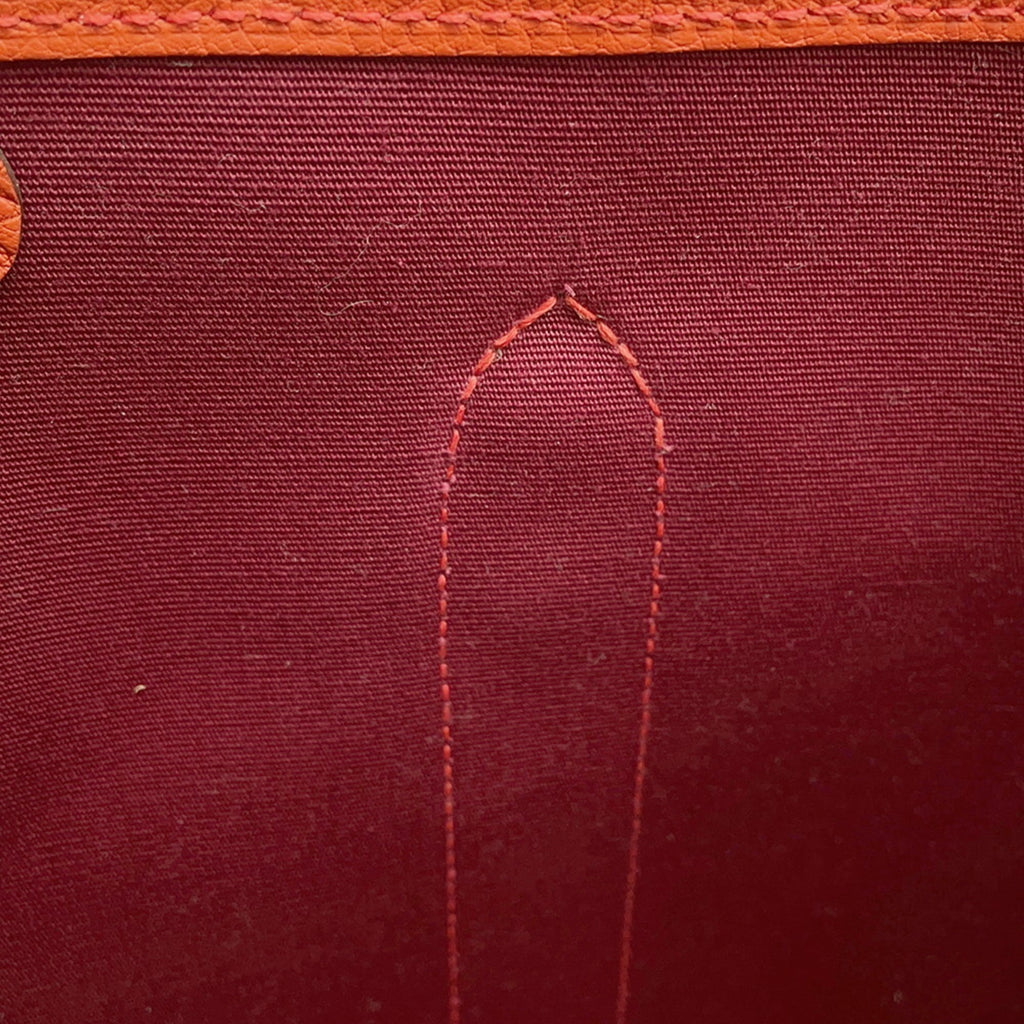 Hermes Garden Orange Poppy Rouge Grenat Toile H Negonda Leather Tote Bag (Pre-Owned)