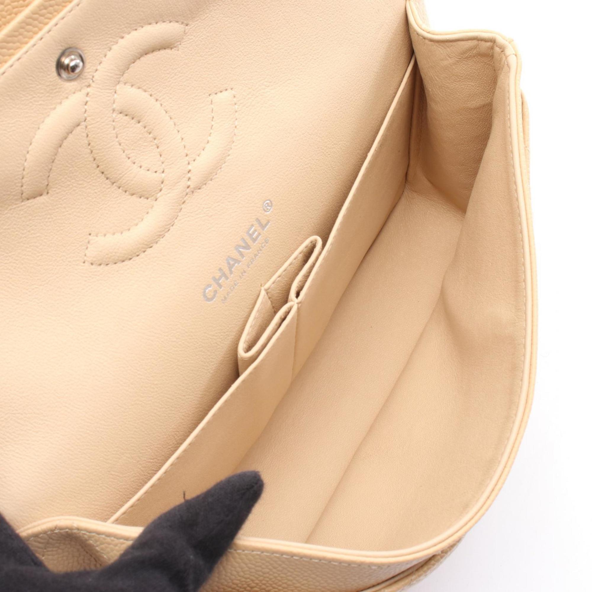 Chanel Beige Grained Calfskin Shoulder Bag (Pre-Owned)