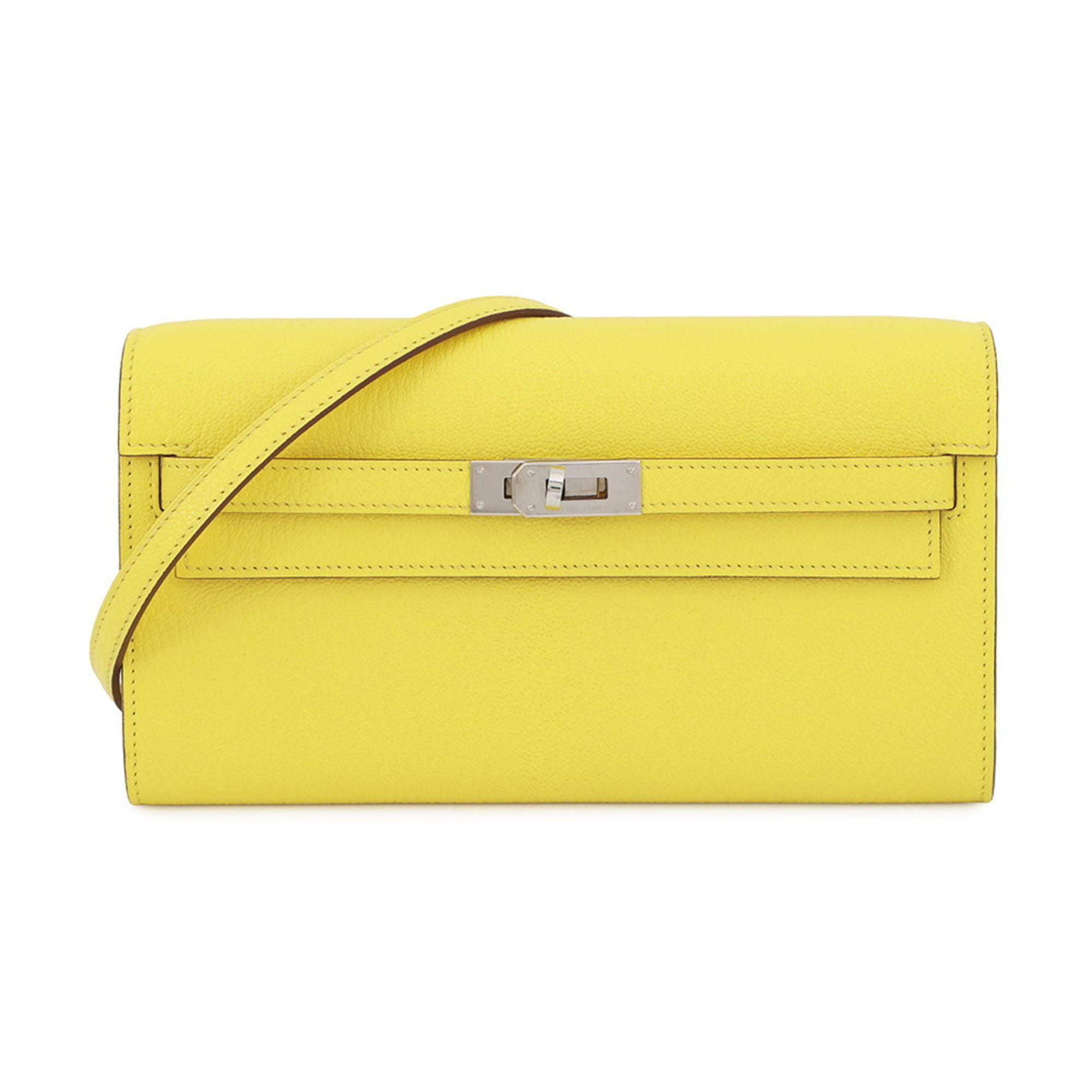 Hermes Kelly Lime Chevre Myzore Leather Chain/Shoulder Wallet (Pre-Owned)