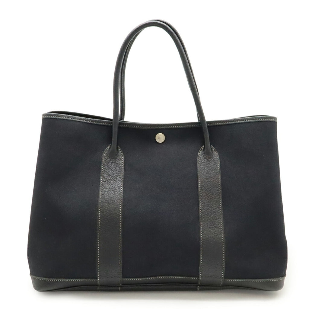 Hermes Garden Black Toile Officier Handbag Tote Bag (Pre-Owned)